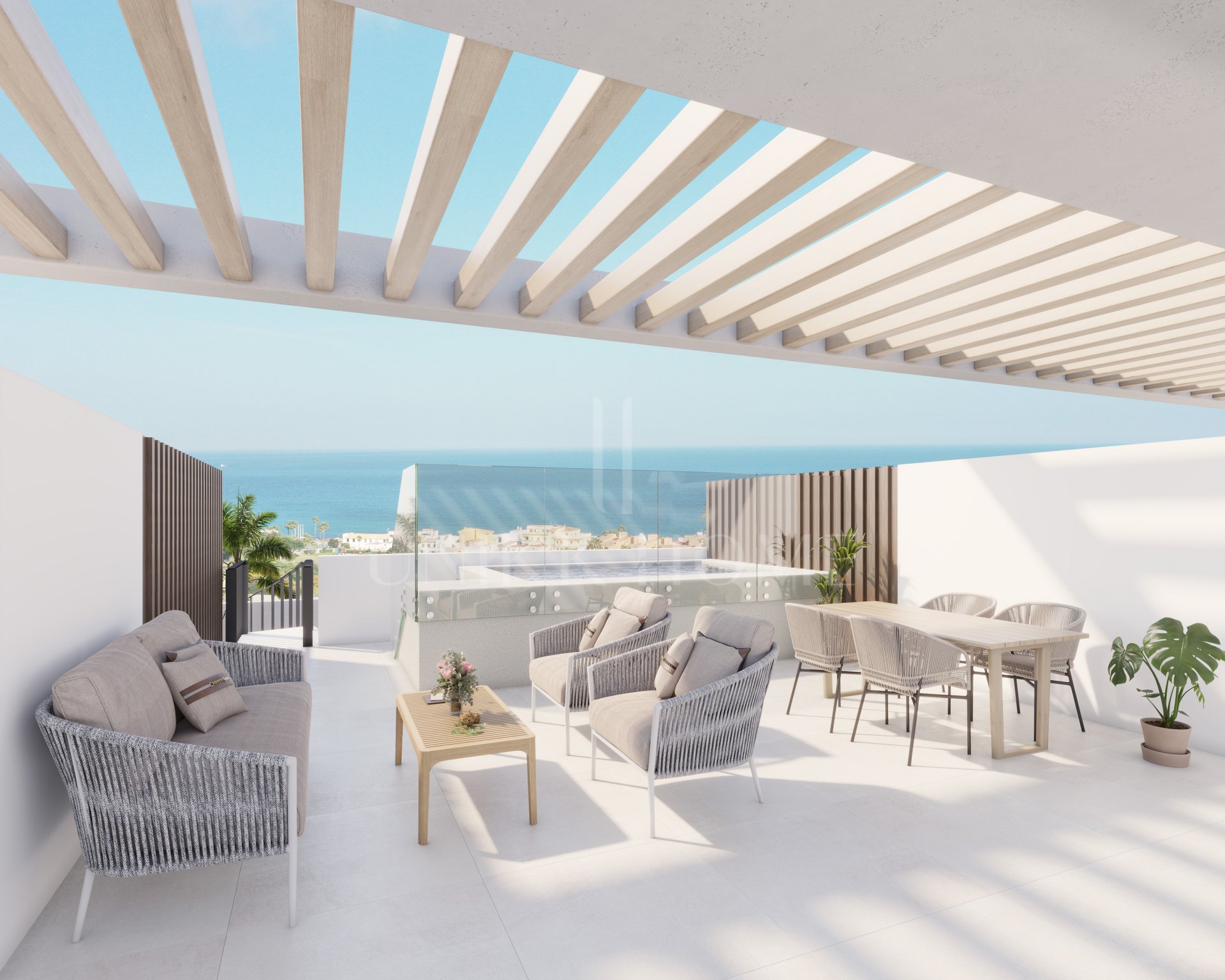 Duplex penthouse with sea views – 2 bedrooms and solarium with private pool – just steps from the beach – Manilva