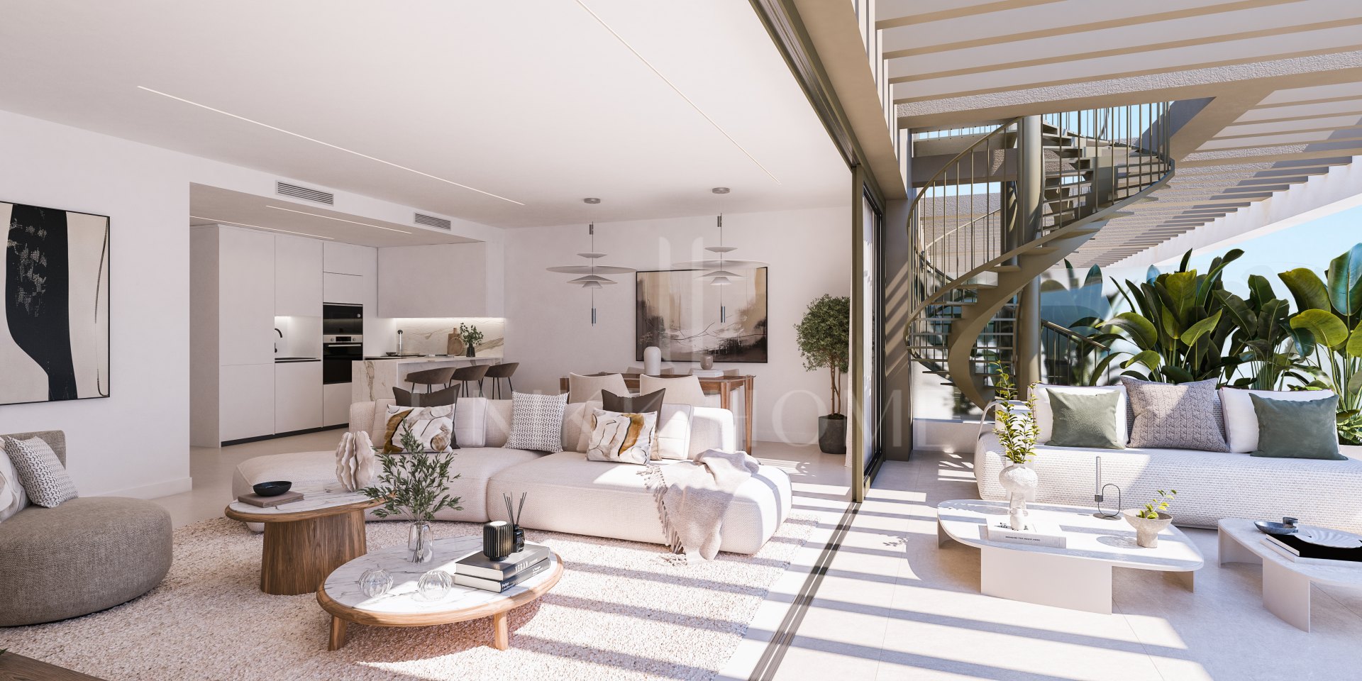 Ático con vistas al mar y solárium - Complejo con piscina cubierta y SPA - Las Mesas Puerto de Estepona
