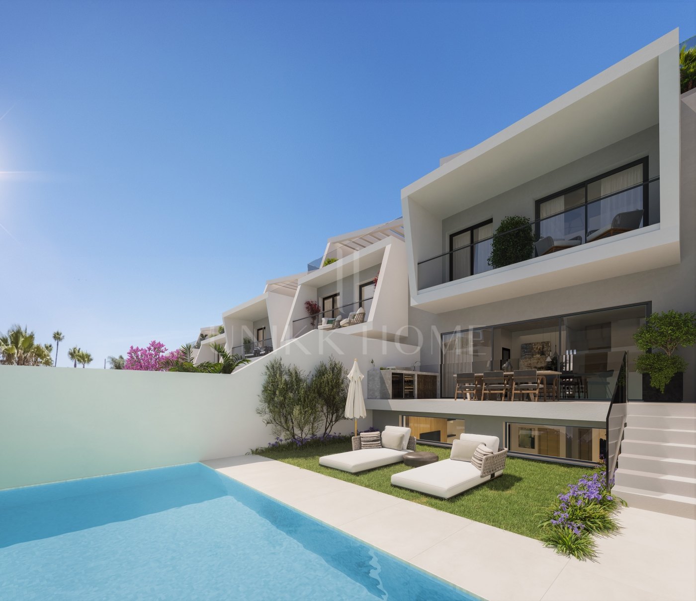 NEW BUILD TOWNHOUSE WITH PRIVATE POOL AND SOLARIUM IN LOS FLAMINGOS GOLF - ESTEPONA