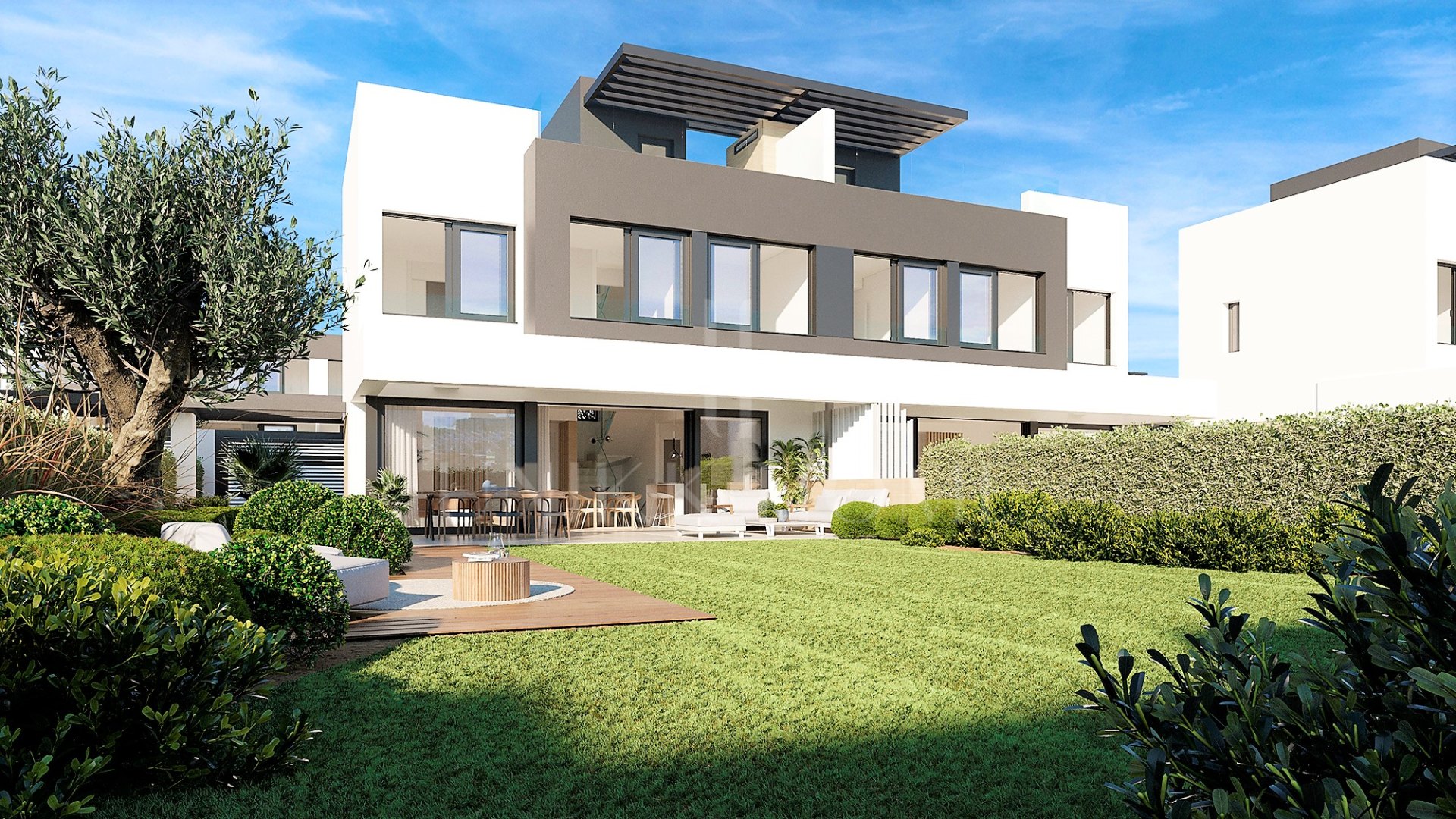 Recently built semi-detached villa with basement and private garden in Atalaya - Estepona