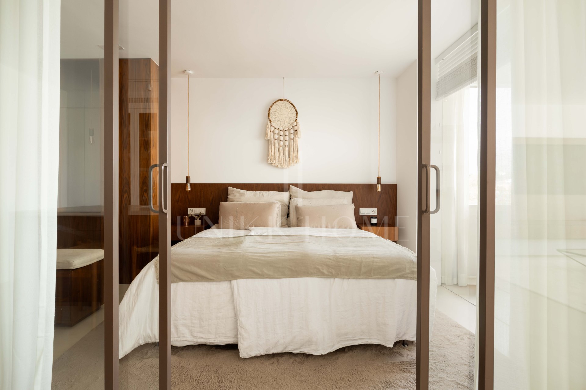 Panoramic sea, lake and La Concha views meet modern design, a private plunge pool and stylish outdoor living in Les Belvederes, Nueva Andalucia.