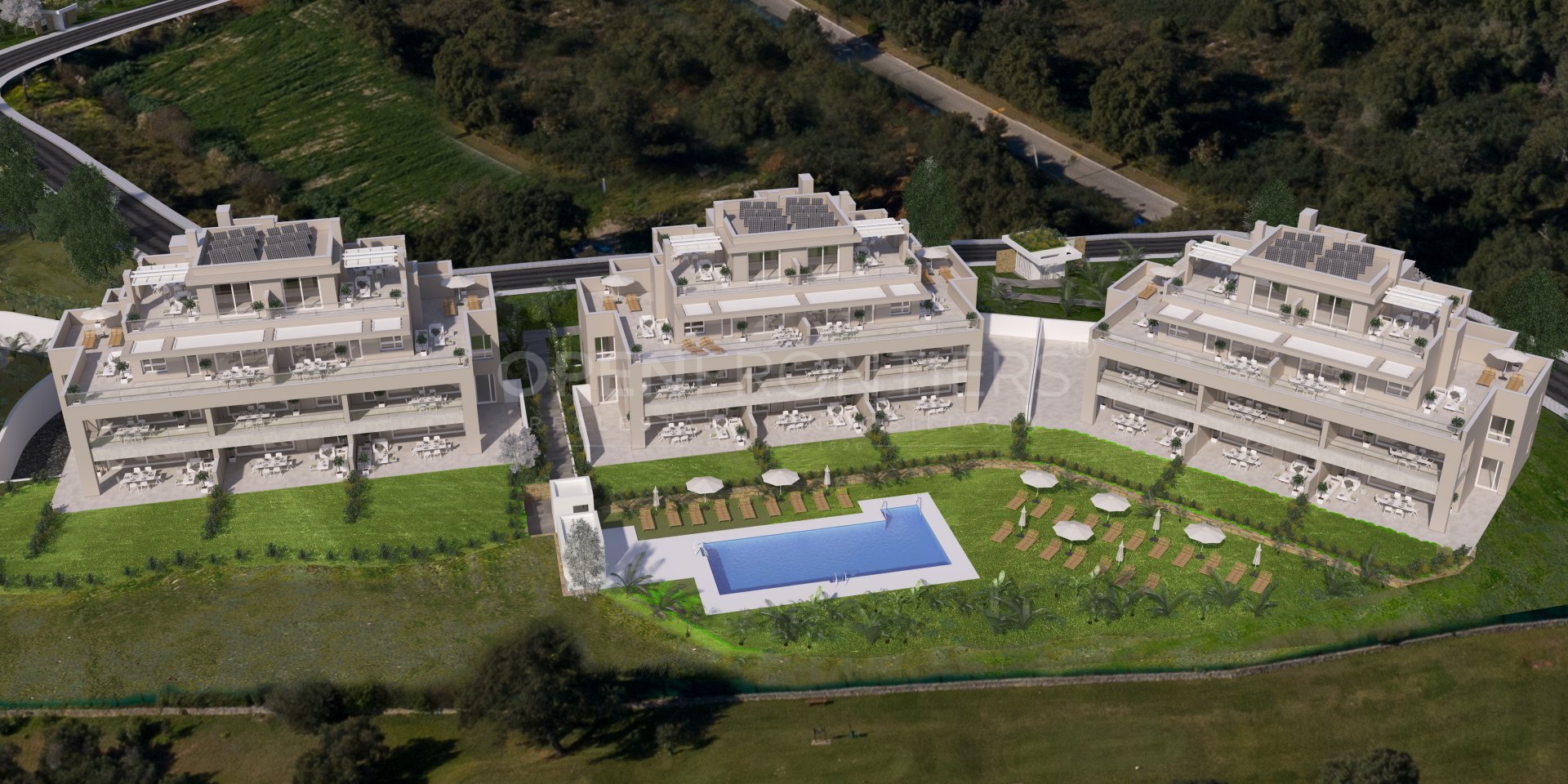 Emerald Greens, mediterranean style apartments and penthouses frontline golf in San Roque Club.