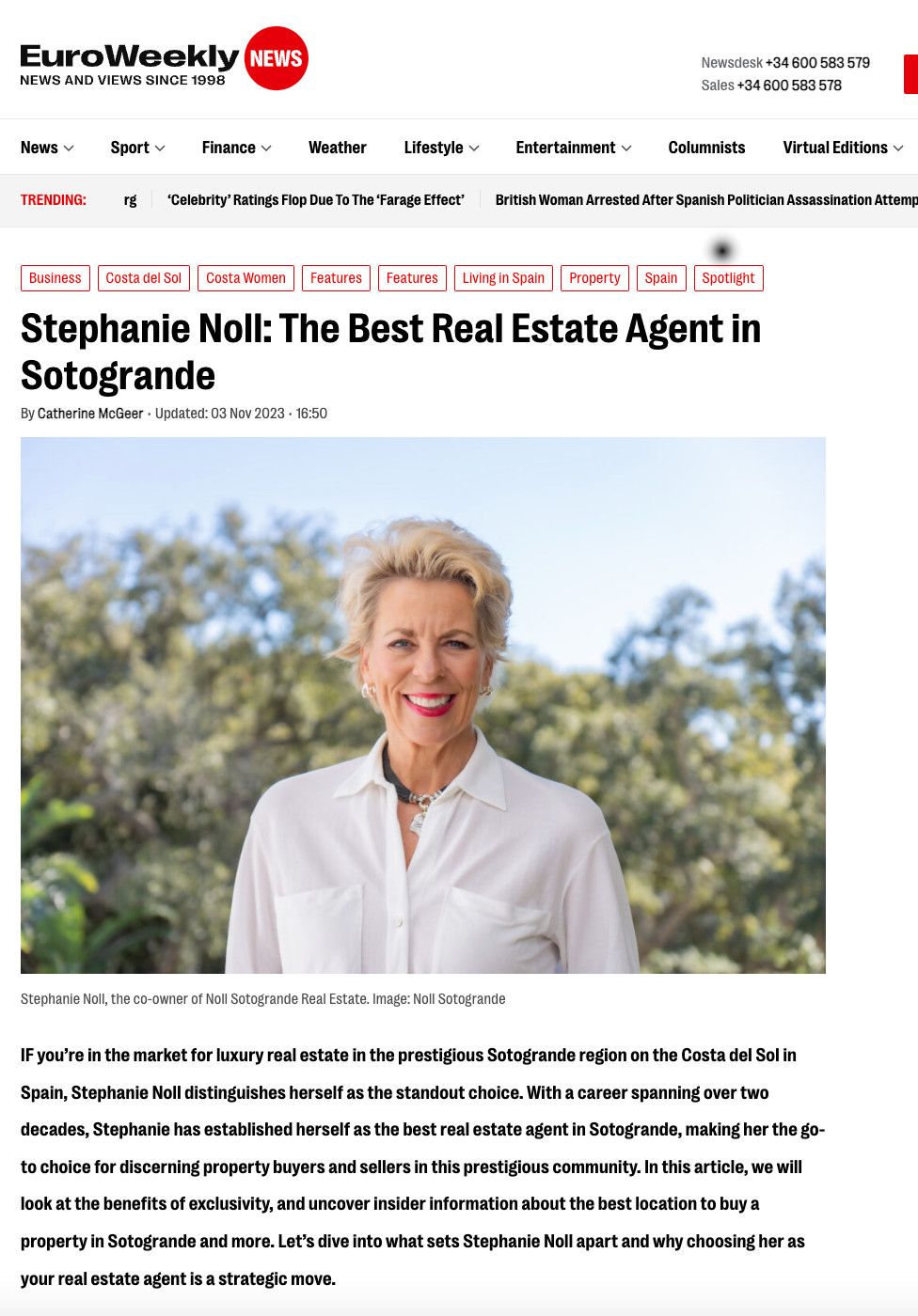 Euro Weekly News - Stephanie the best real estate agent in Sotogrande near Marbella