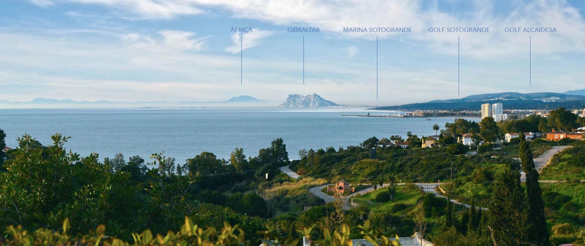 Views to Morocco, Gibraltar, Marina Sotogrande and the Mediterranean sea.