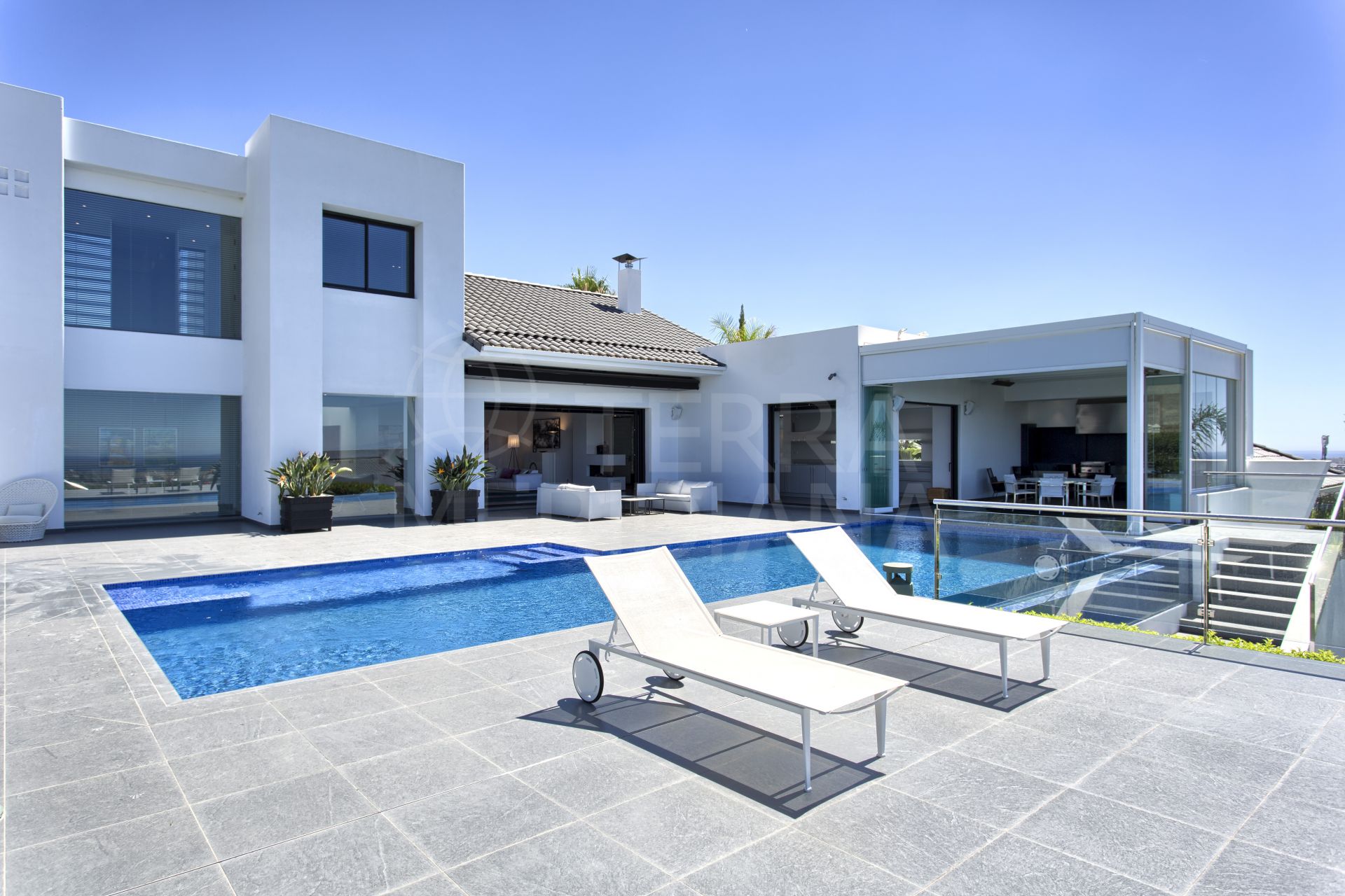 Contemporary villa for sale in Los Flamingos Golf Resort with spectacular sea views