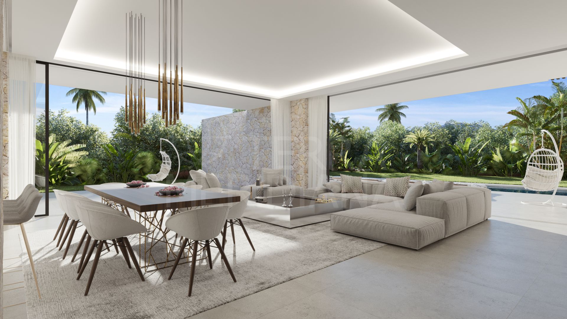 Villa moderna en construcción, con 5 dormitorios, piscina, jardín, muy cerca de la playa, en venta en Marbella