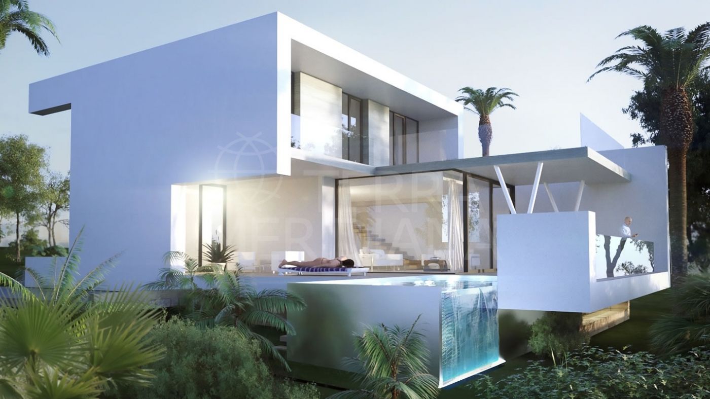 A brand new contemporary style front line golf villa for sale in El Campanario, Estepona