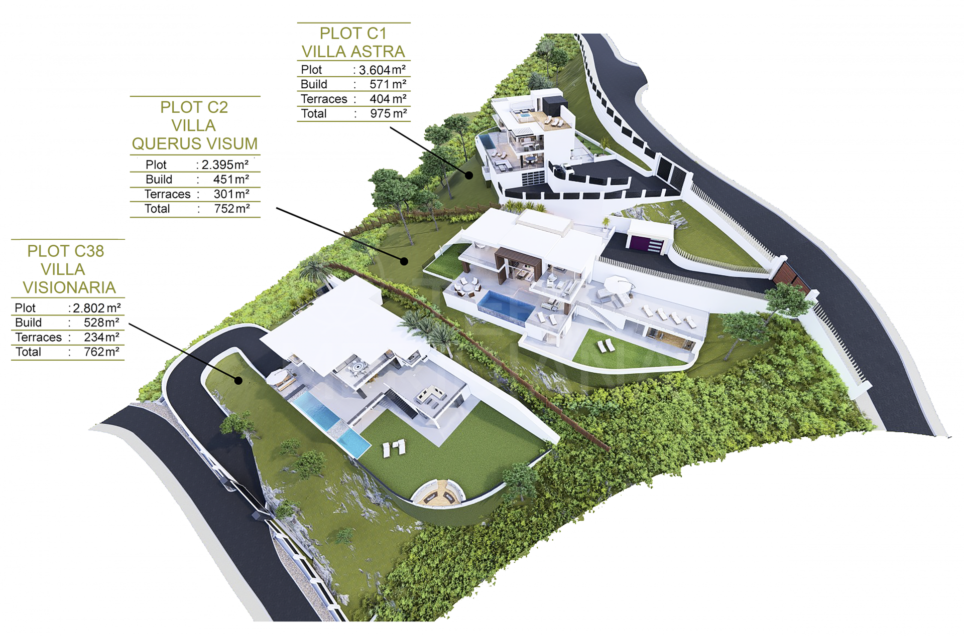 3 parcelas con proyectos de villas con licencias en venta en Monte Mayor Country Club, Benahavis