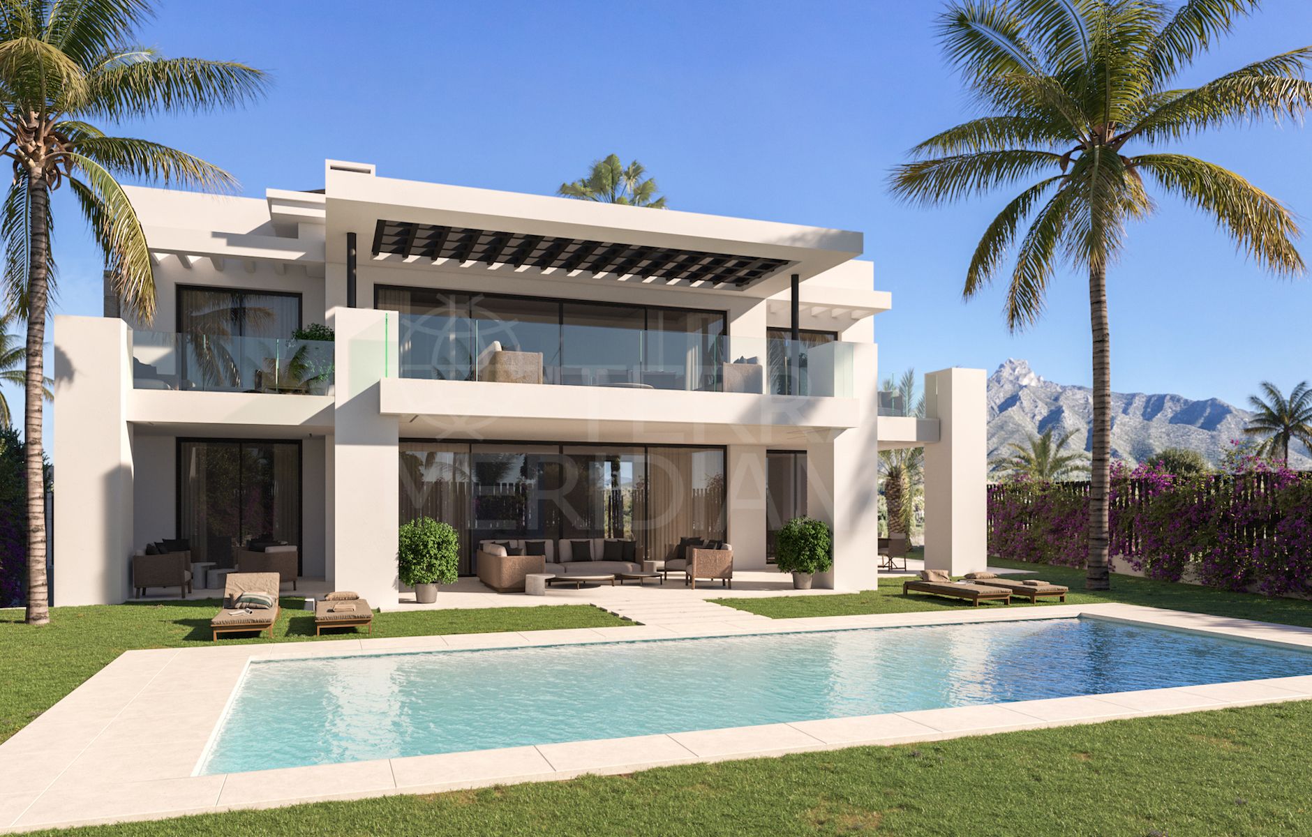 Nueva villa de excepcional elegancia y calidad de diseño en venta en Lomas del Virrey, Milla de Oro de Marbella
