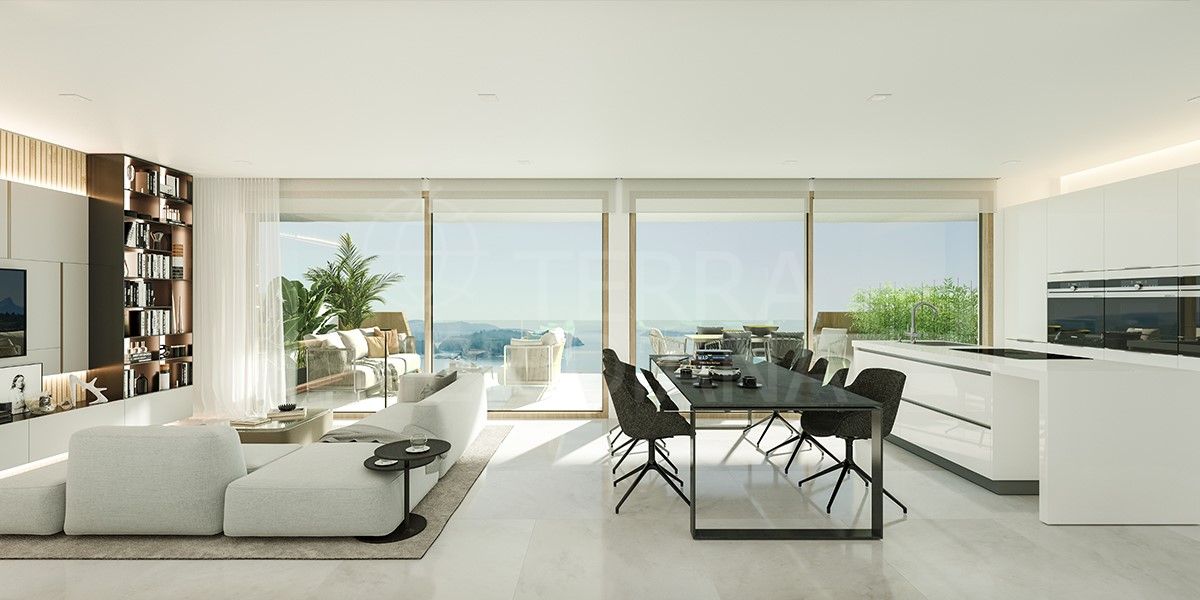 New build 3-bedroom apartment with sea views for sale in Faro de Selwo, New Golden Mile Estepona