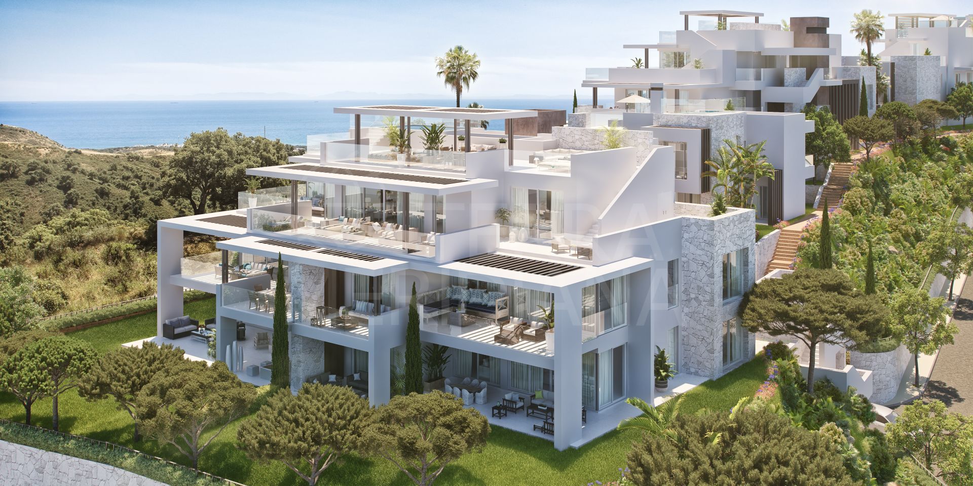 Apartamento nuevo de 2 dormitorios en planta baja con vistas al mar en venta en Ocean Hills, Marbella