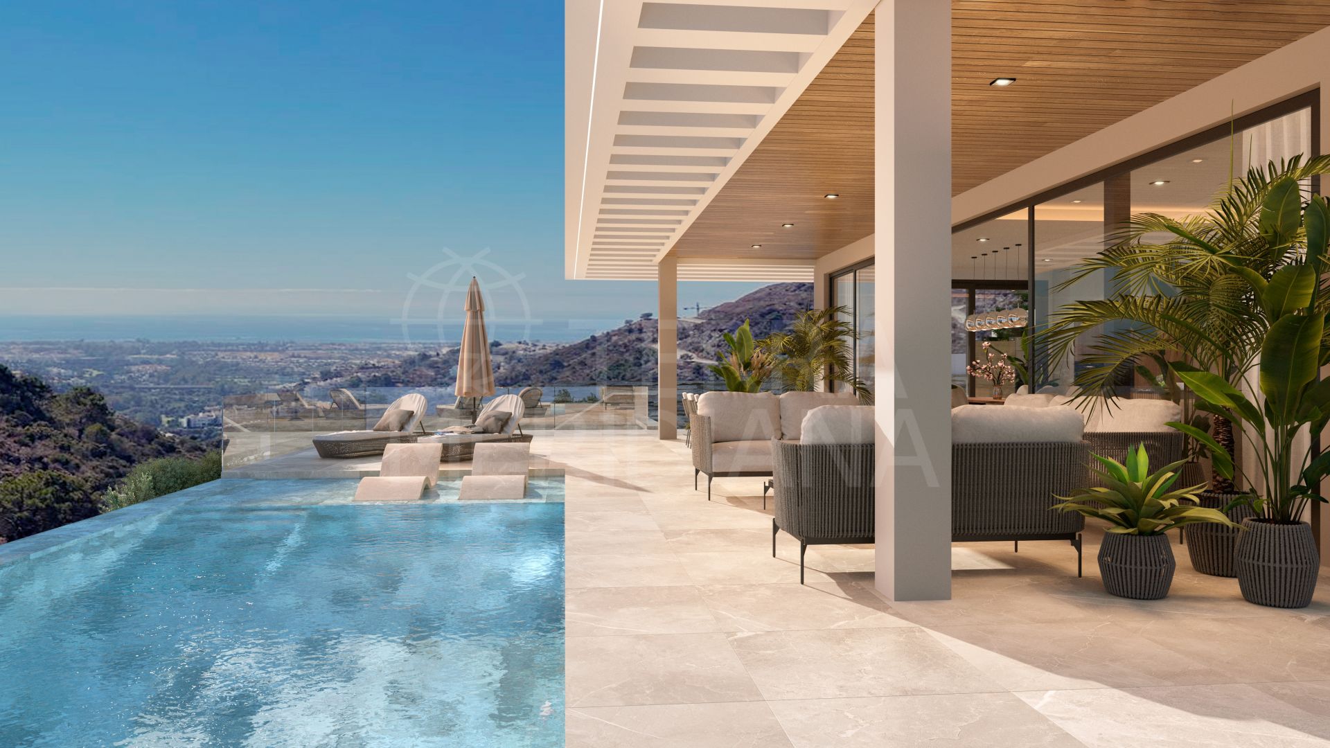 Magnificent brand new villa with panoramic sea and mountain views for sale in Benahavis