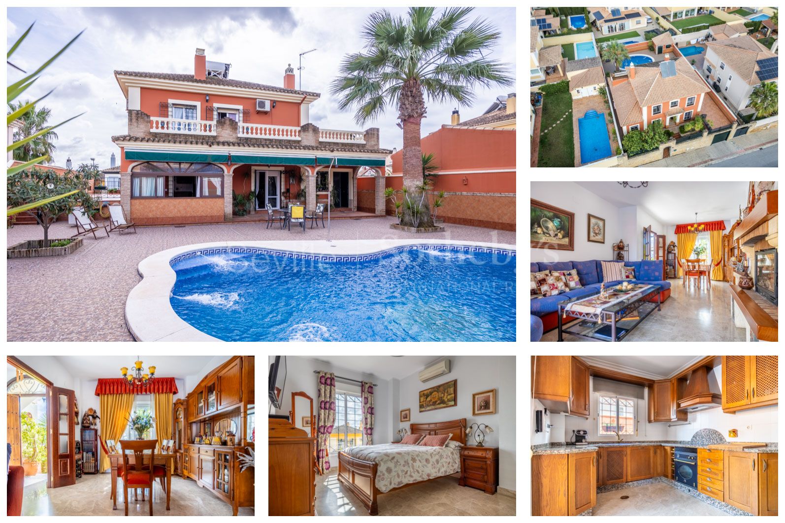 Two-story detached house with pool.