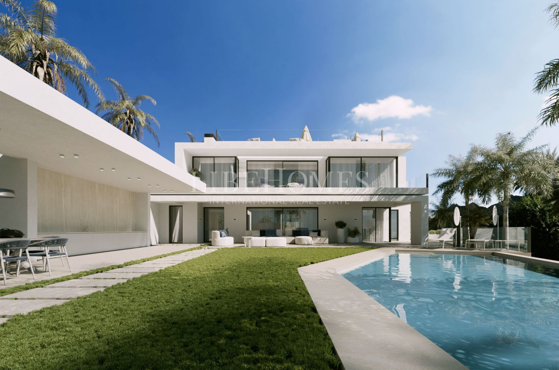 Villa de style moderne, toute neuve, vue mer, à Marbella Golden Mile