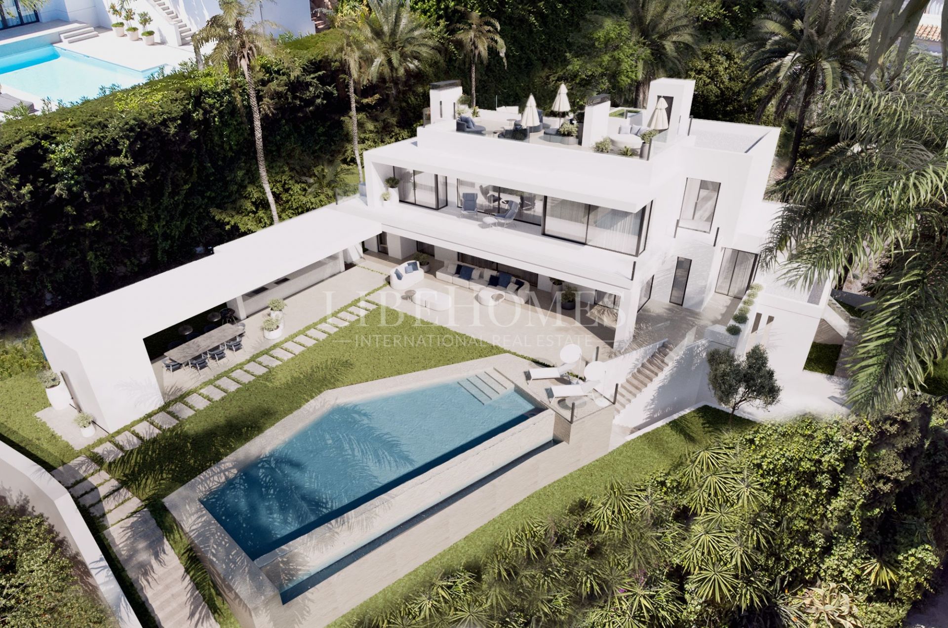 Villa de style moderne, toute neuve, vue mer, à Marbella Golden Mile