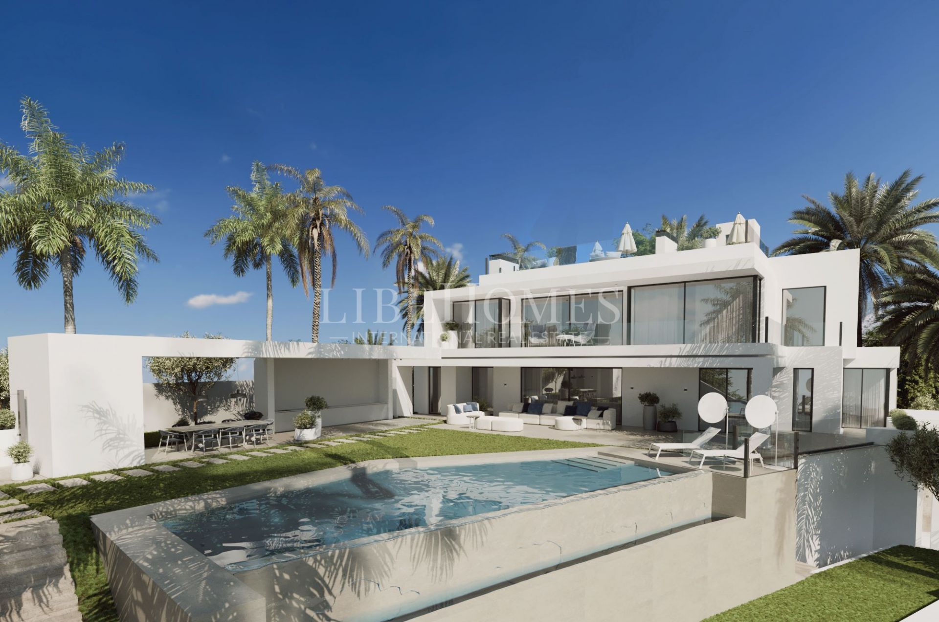 Villa de style moderne, toute neuve, vue mer, à Marbella Golden Mile