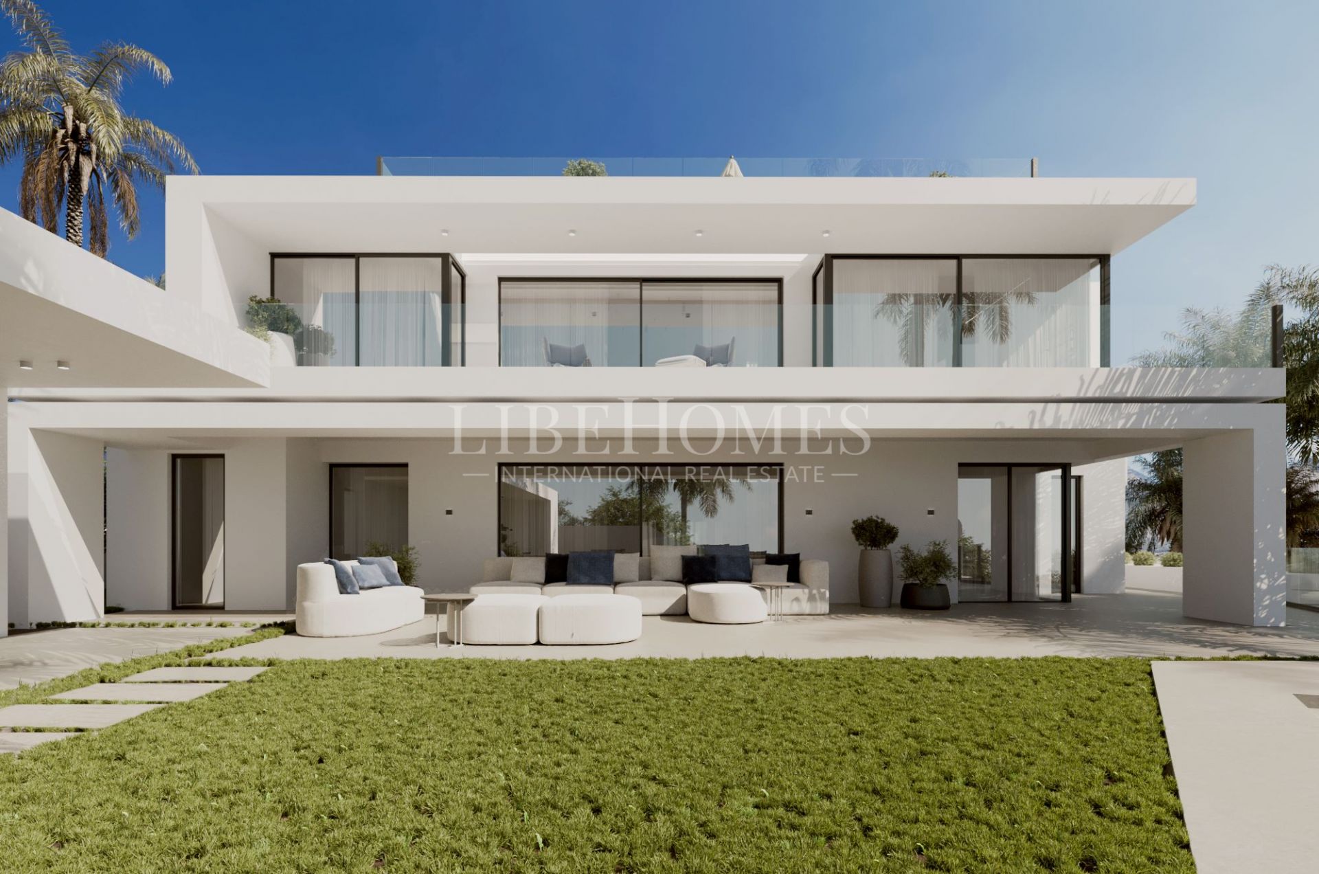 Villa de style moderne, toute neuve, vue mer, à Marbella Golden Mile