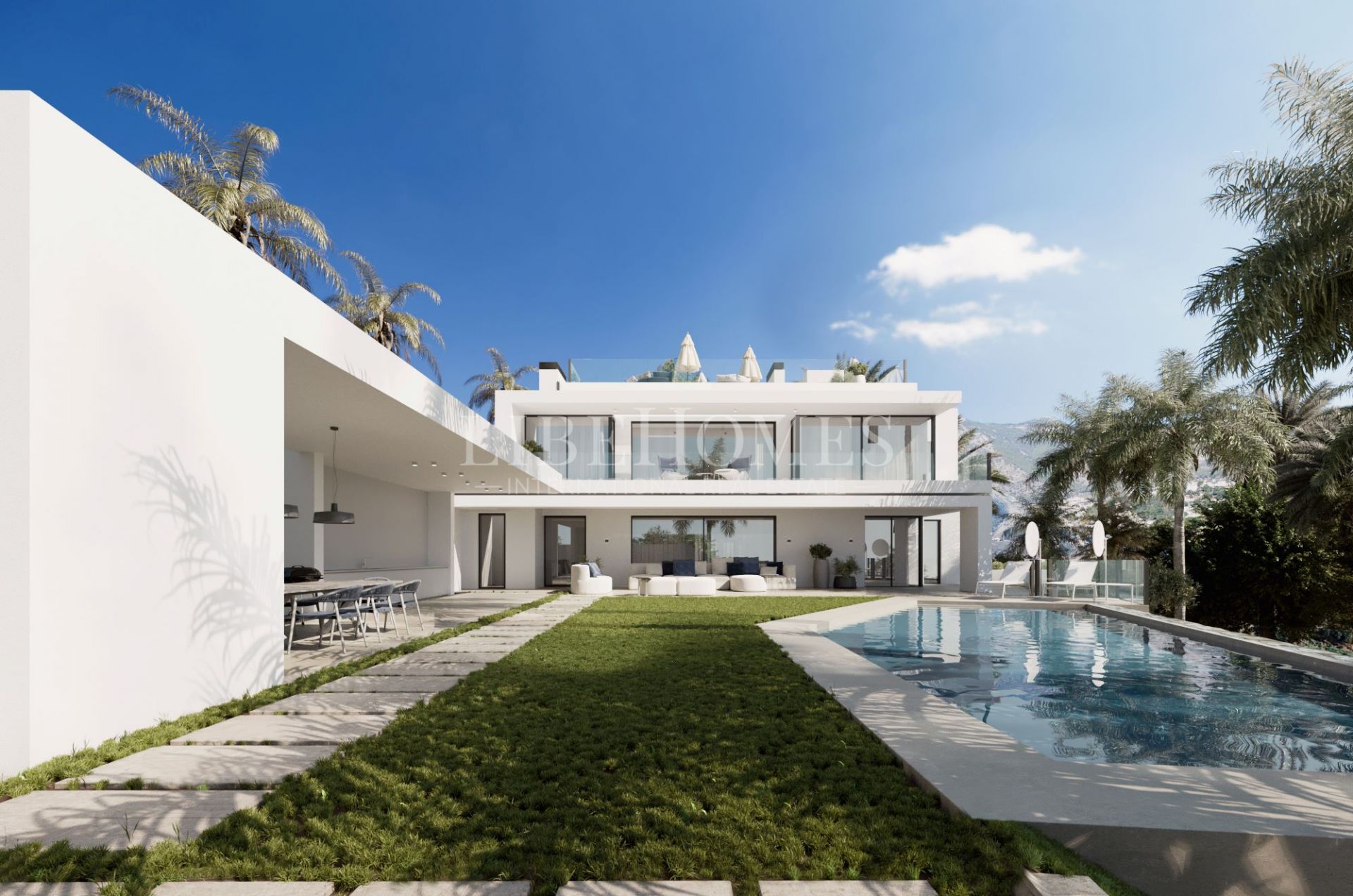 Villa de style moderne, toute neuve, vue mer, à Marbella Golden Mile