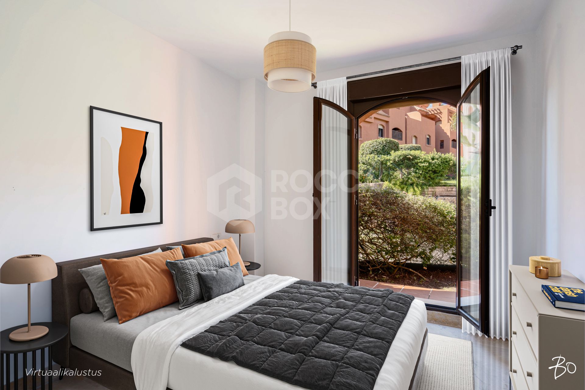 Elegant Coastal Living in Estepona – Corner Garden Apartment with Style & Serenity in Costa Galera