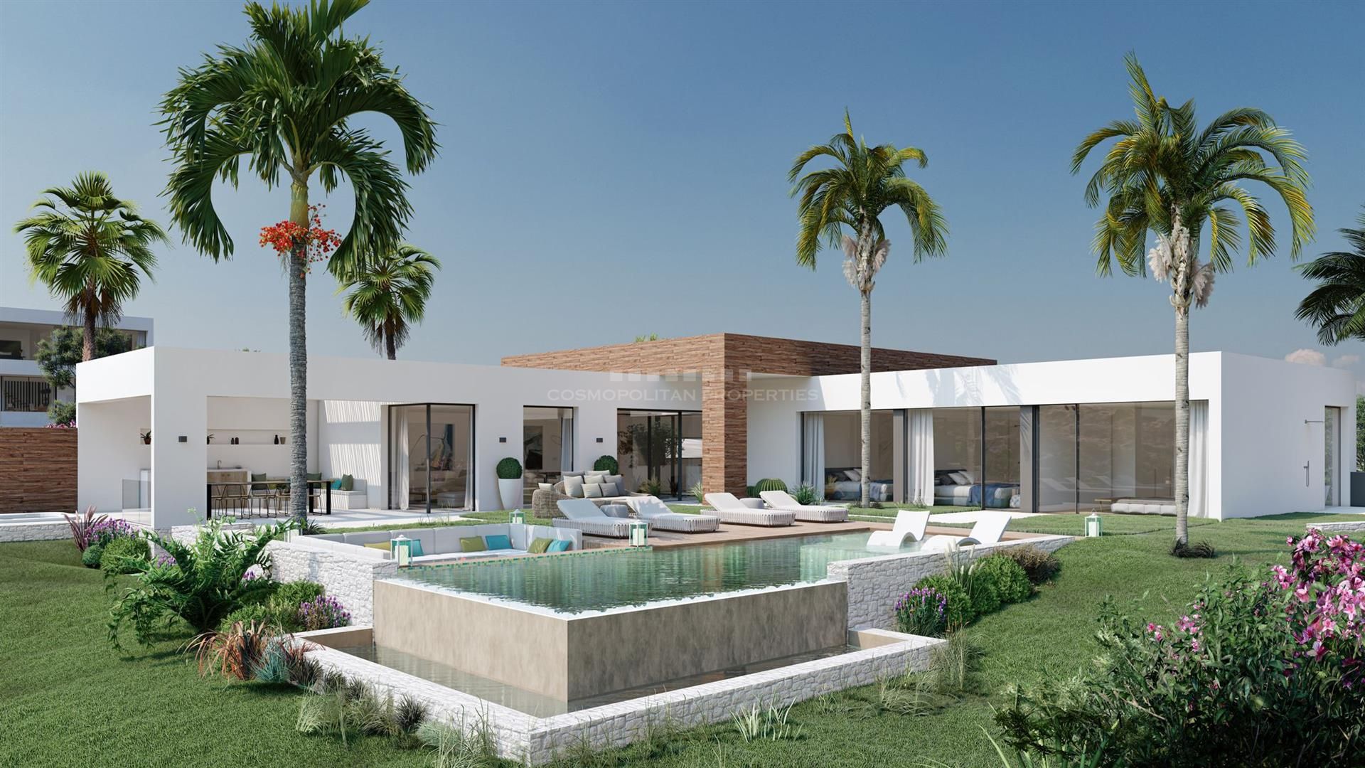 Contemporary design villa on 2 levels in the natural setting of the Altos de los Monteros hill, Marbella