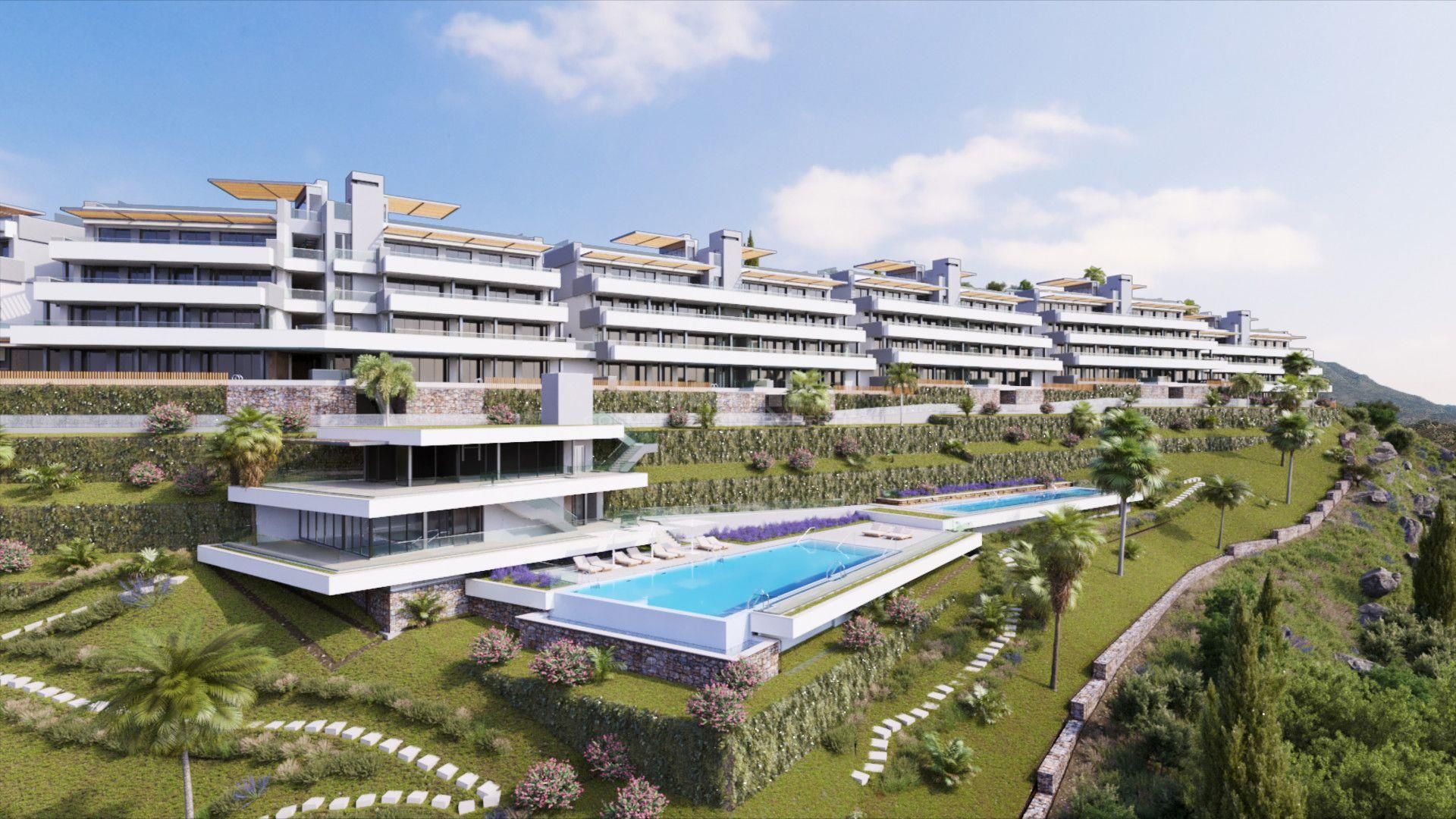 New complex with 56 luxurious 3 and 4 bedroom apartments with panoramic sea views in La Quinta Golf, Benahavís