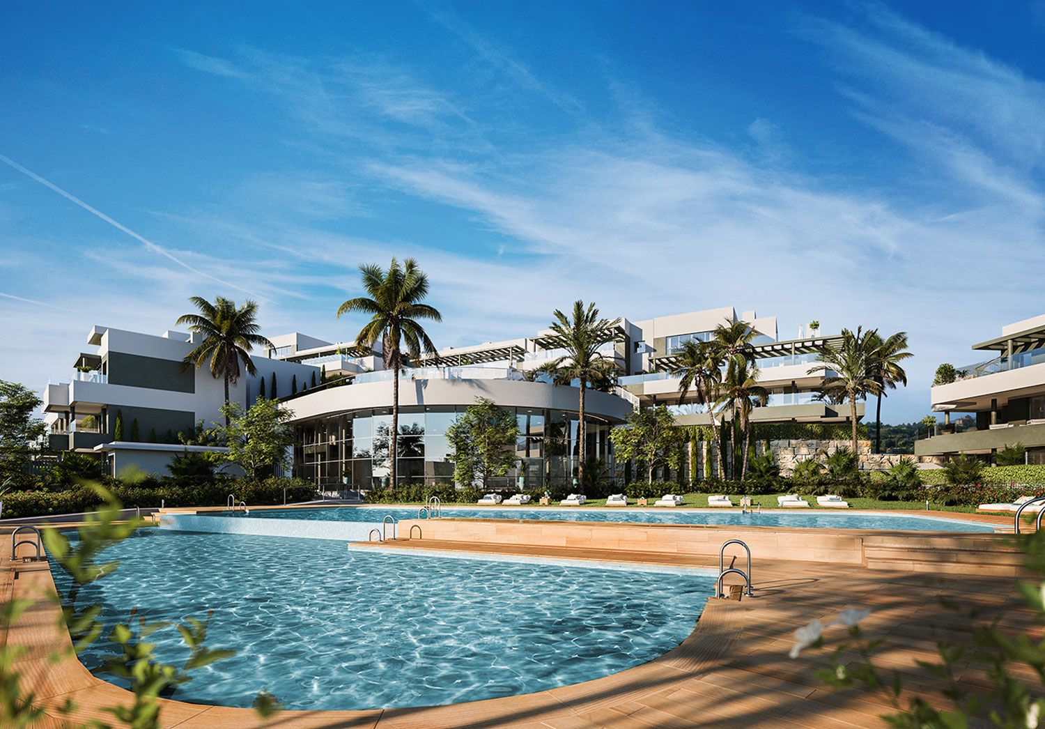 Conjunto residencial con hermosas vistas sobre la bahía de Estepona.