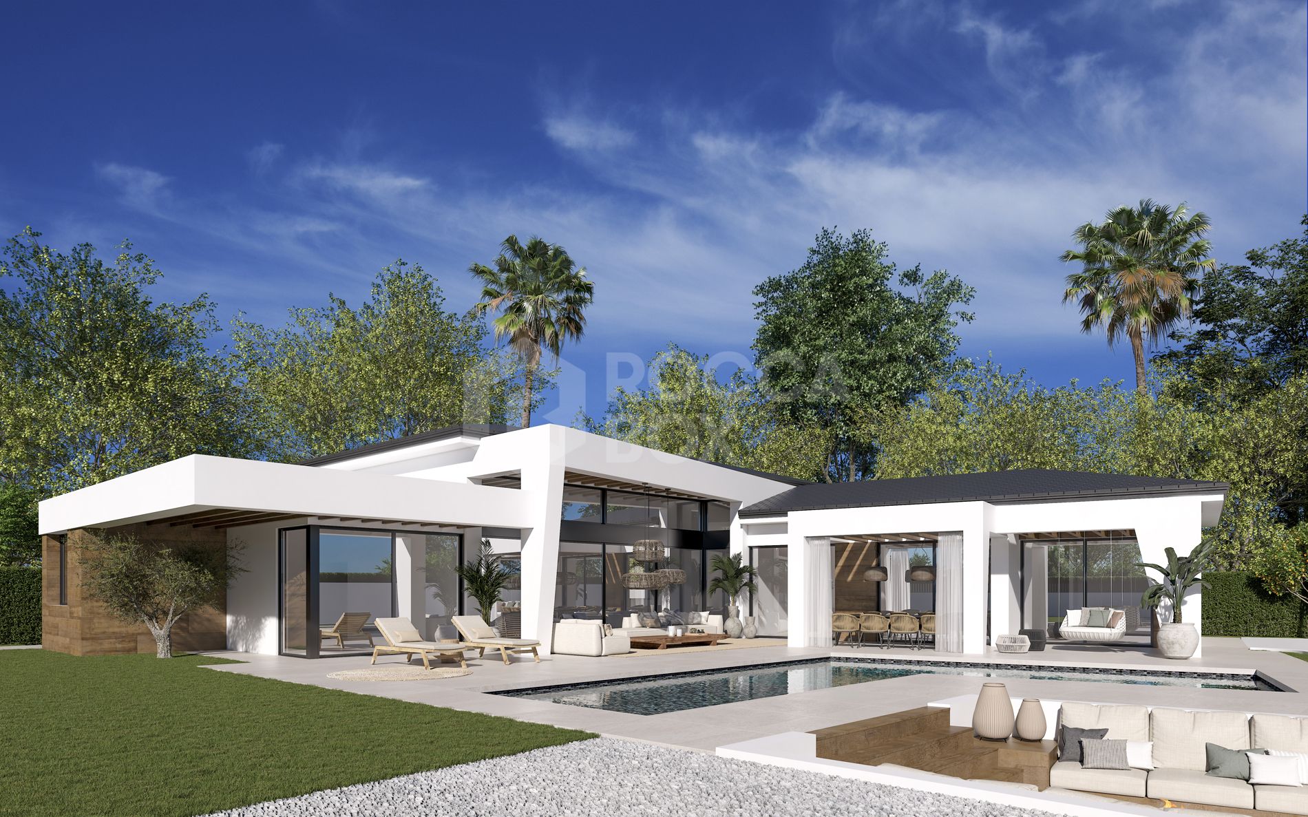 Three unique villas built on one level