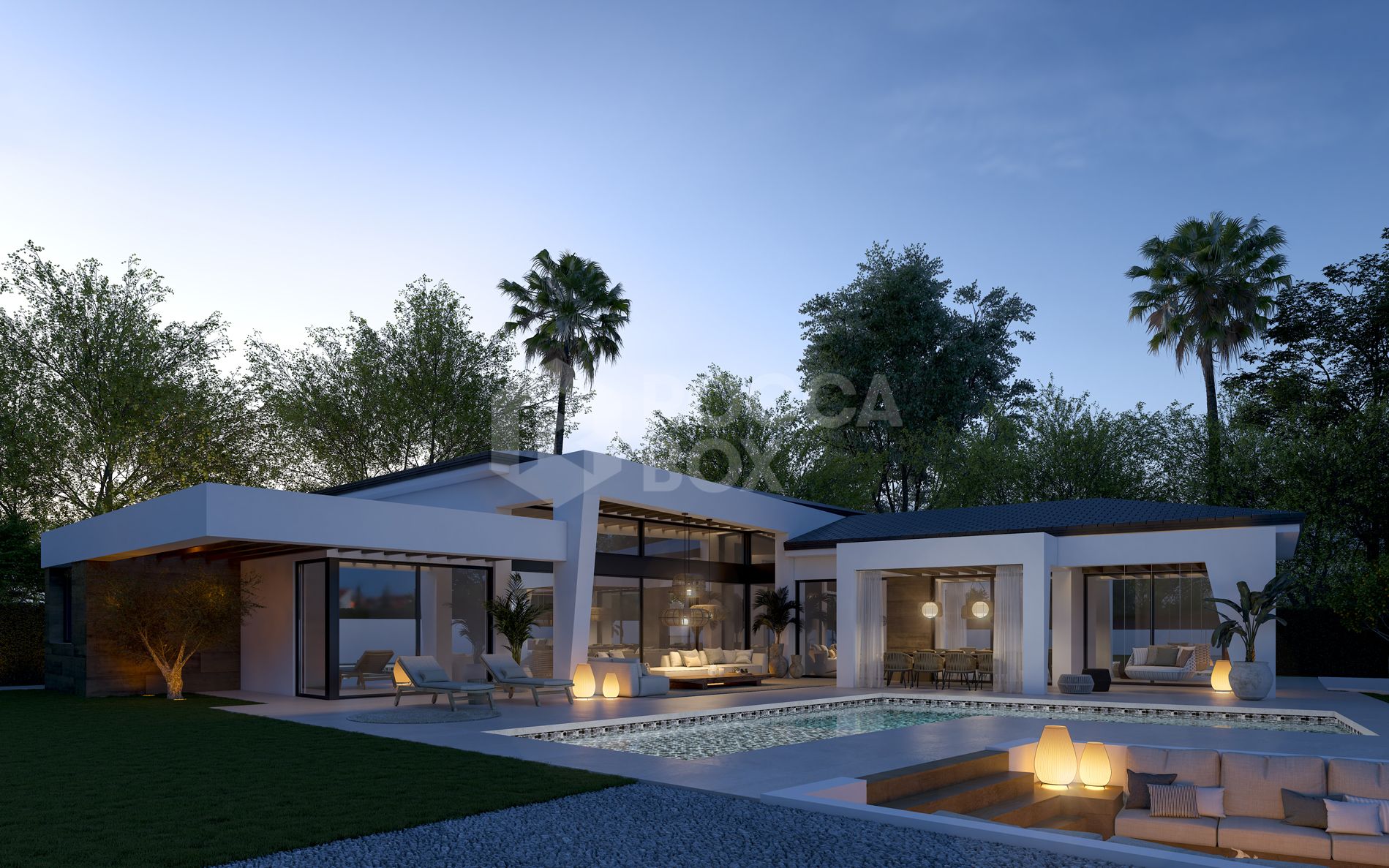 Three unique villas built on one level