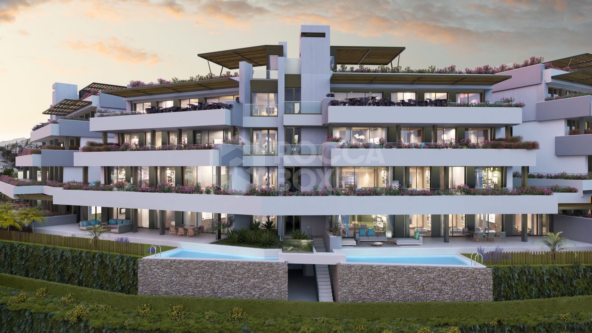 Fantastic complex of 3 and 4 bedroom apartments with panoramic sea views over the Golf Valley