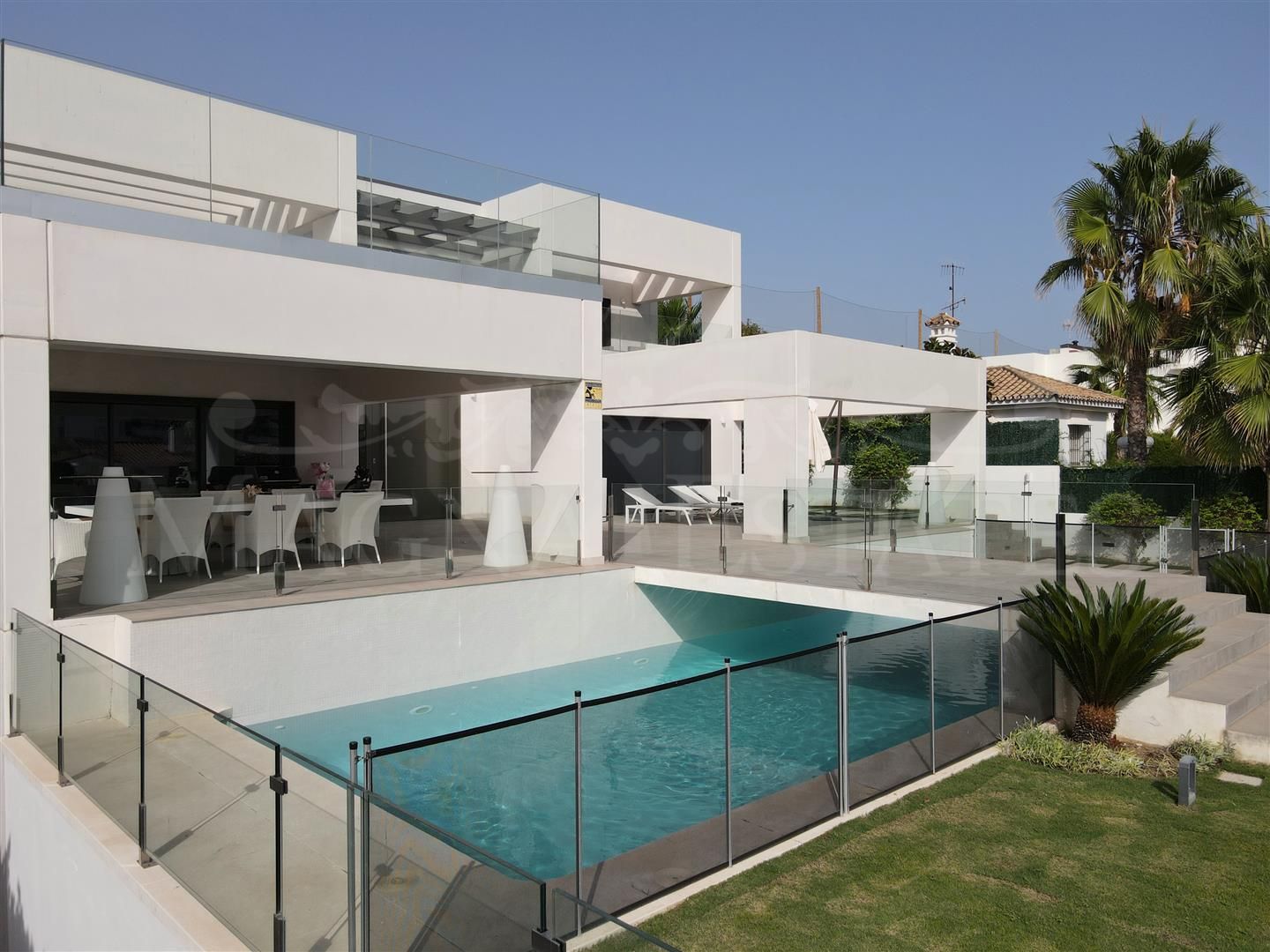 Contemporary design villa in front line golf in Guadalmina Alta