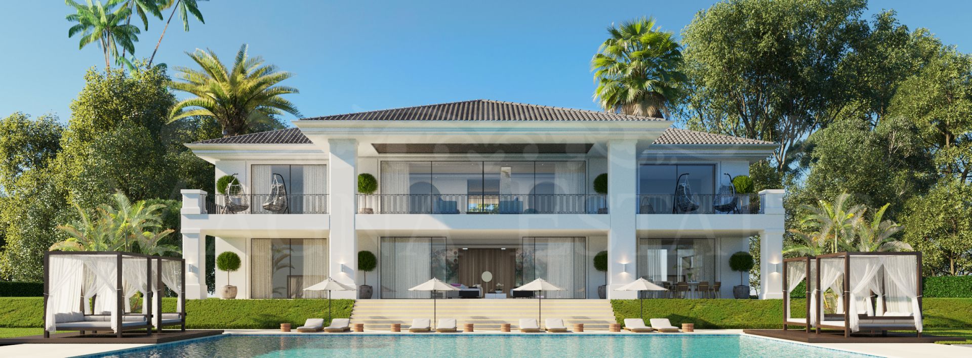New construction villa in front line golf in La Alqueria, Benahavis
