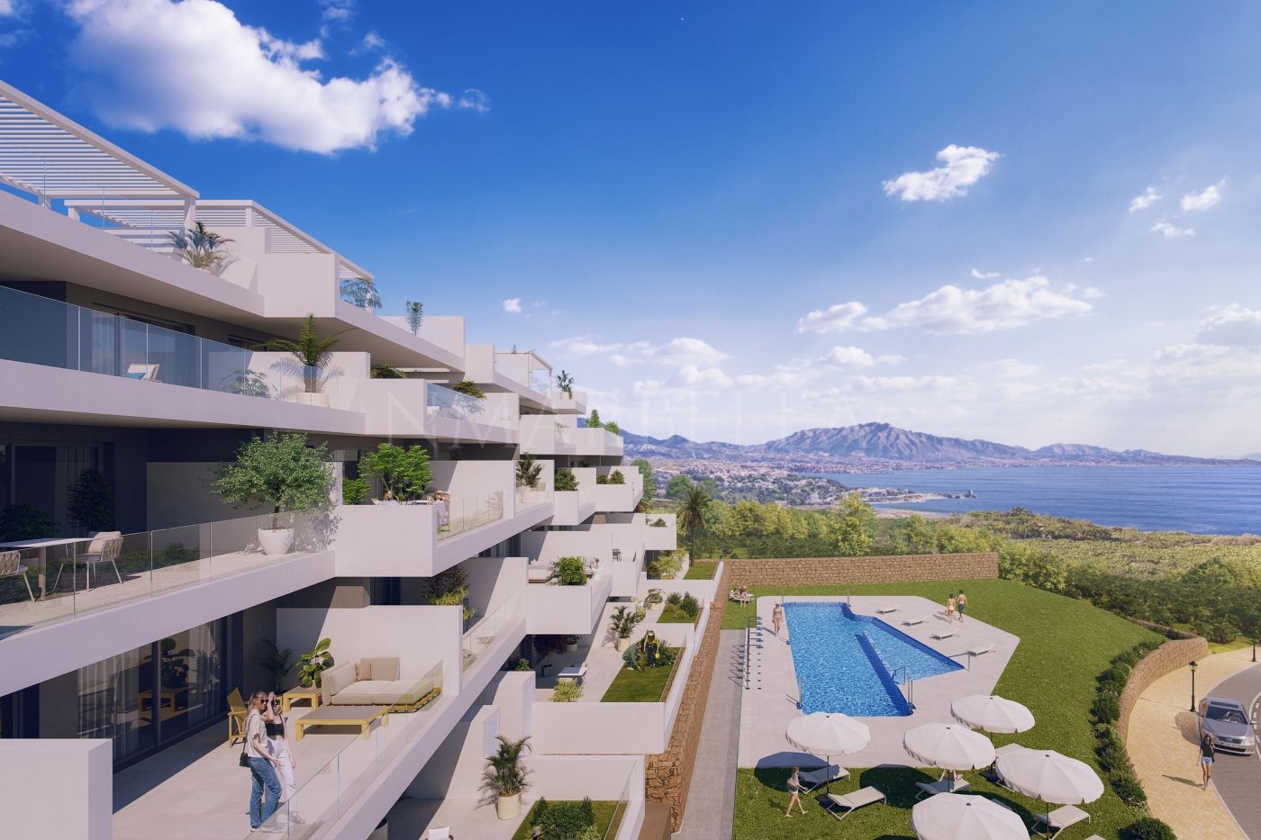 New off-plan apartment with sea views for sale in Manilva