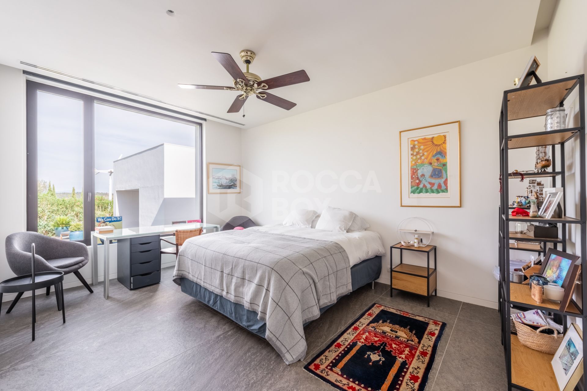 Multilevel contemporary style villa in a quiet location at the end of a cul-de-sac with views to the Almenara Golf Course.