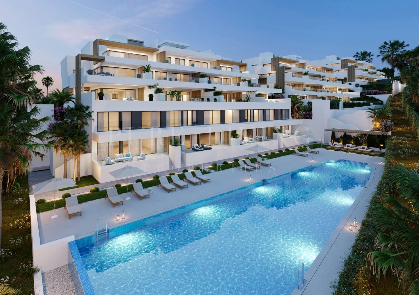 Appartementen met grote tuinen en duplex penthouses met droomterrassen in Estepona