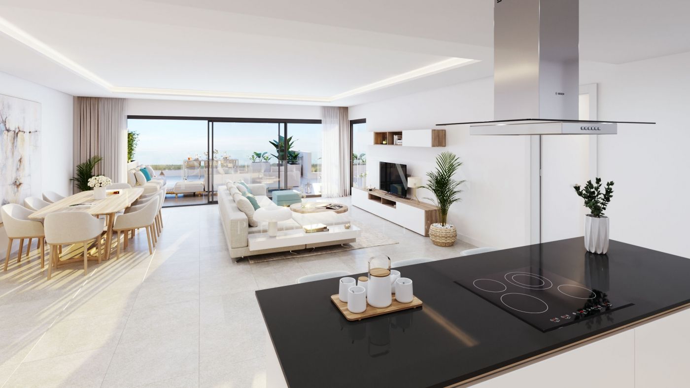 Appartementen met grote tuinen en duplex penthouses met droomterrassen in Estepona