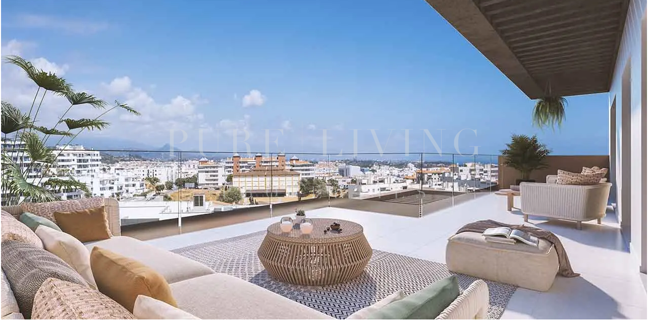 Gloednieuwe eigentijdse appartementen met uitzicht op zee en de bergen in Estepona
