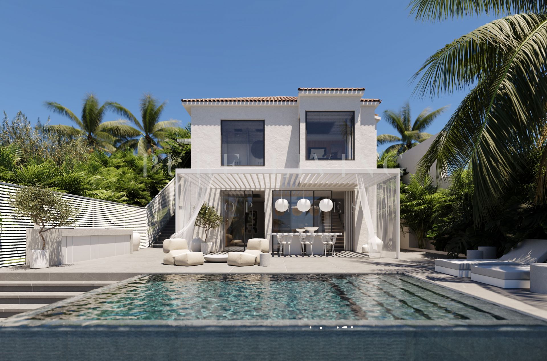 Spectaculaire villa contemporaine de cinq chambres à coucher à distance de marche de Puerto Banus, Marbella.