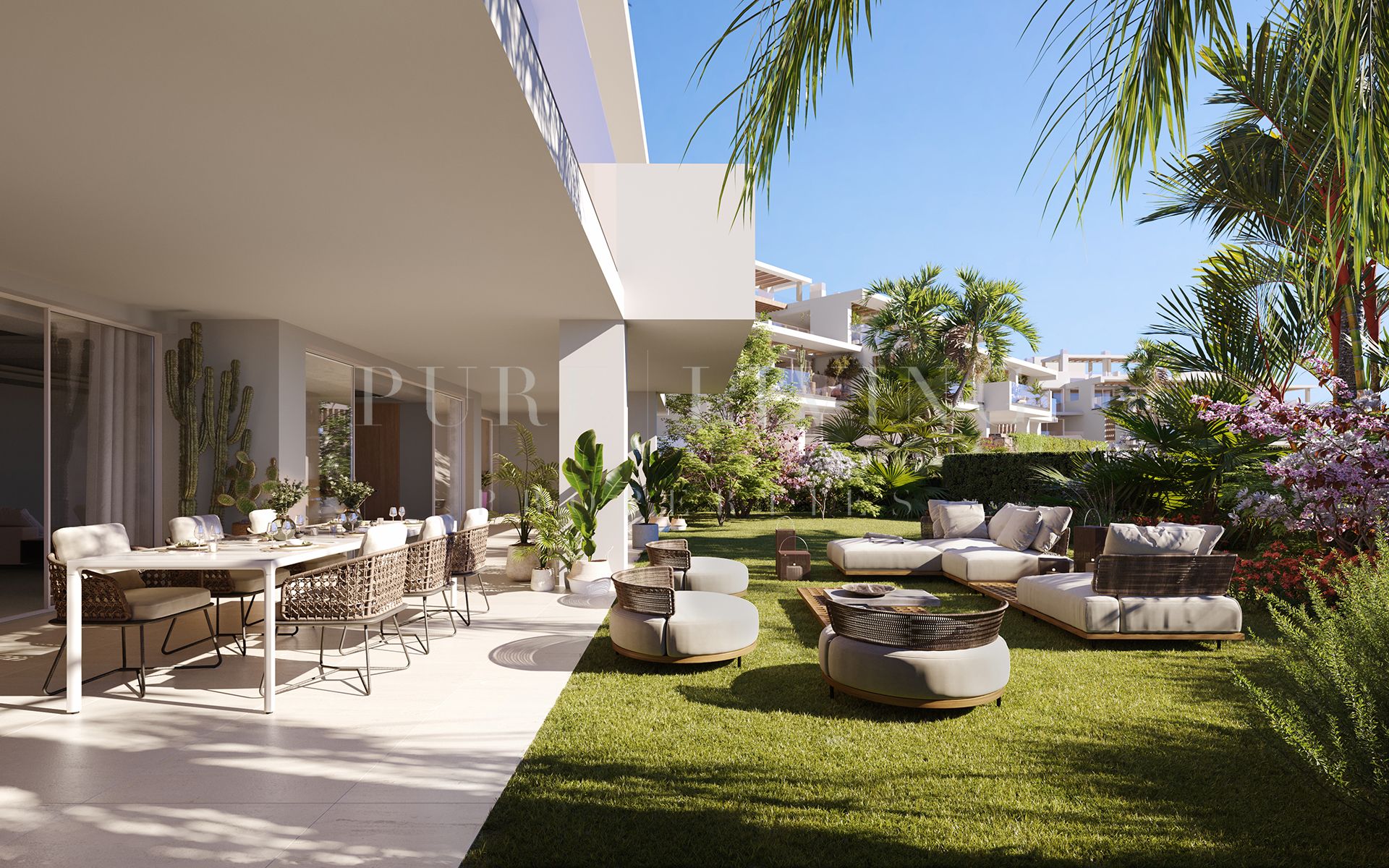 Exquisite 4-bedroom ground floor apartment within an exclusive, and secluded gated community in the Golden Mile, Marbella