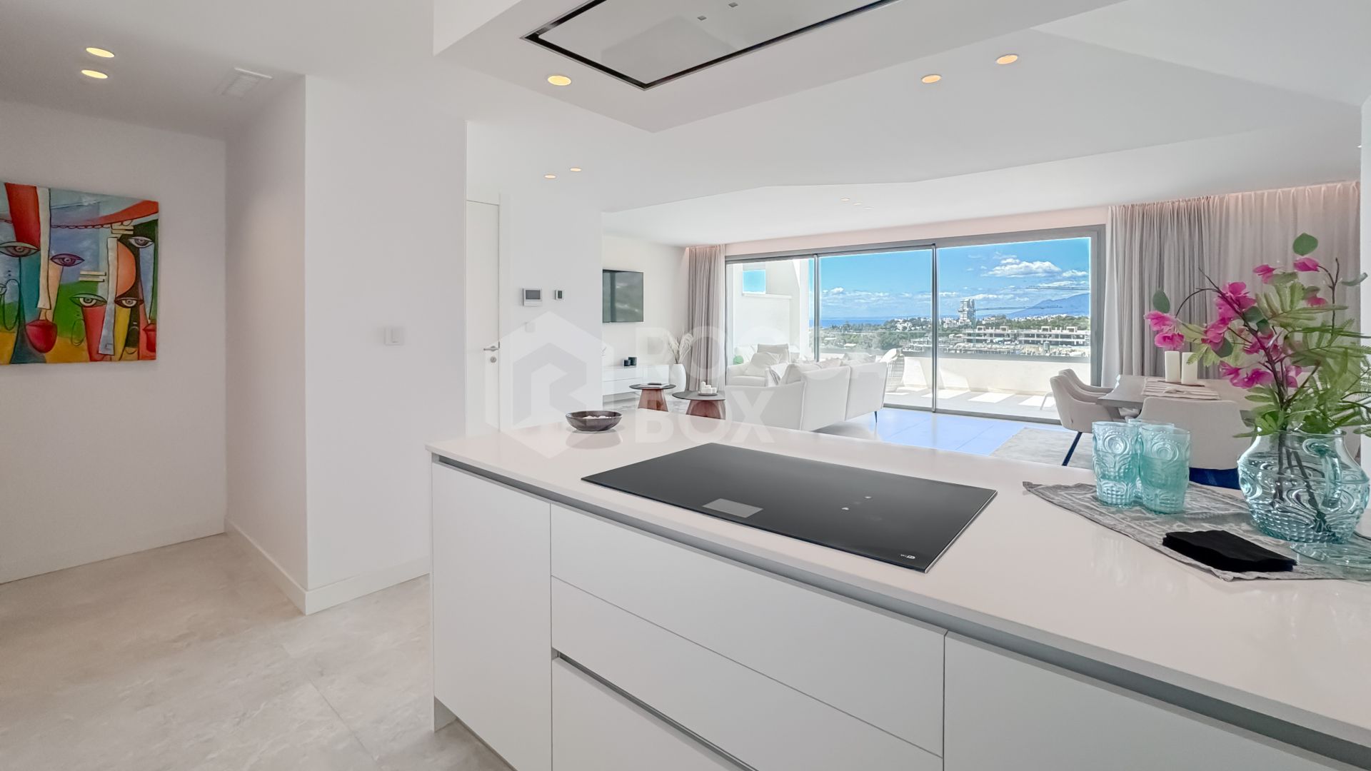 Contemporary penthouse with terrace and solarium both with panoramic views of the Mediterranean Sea in top location
