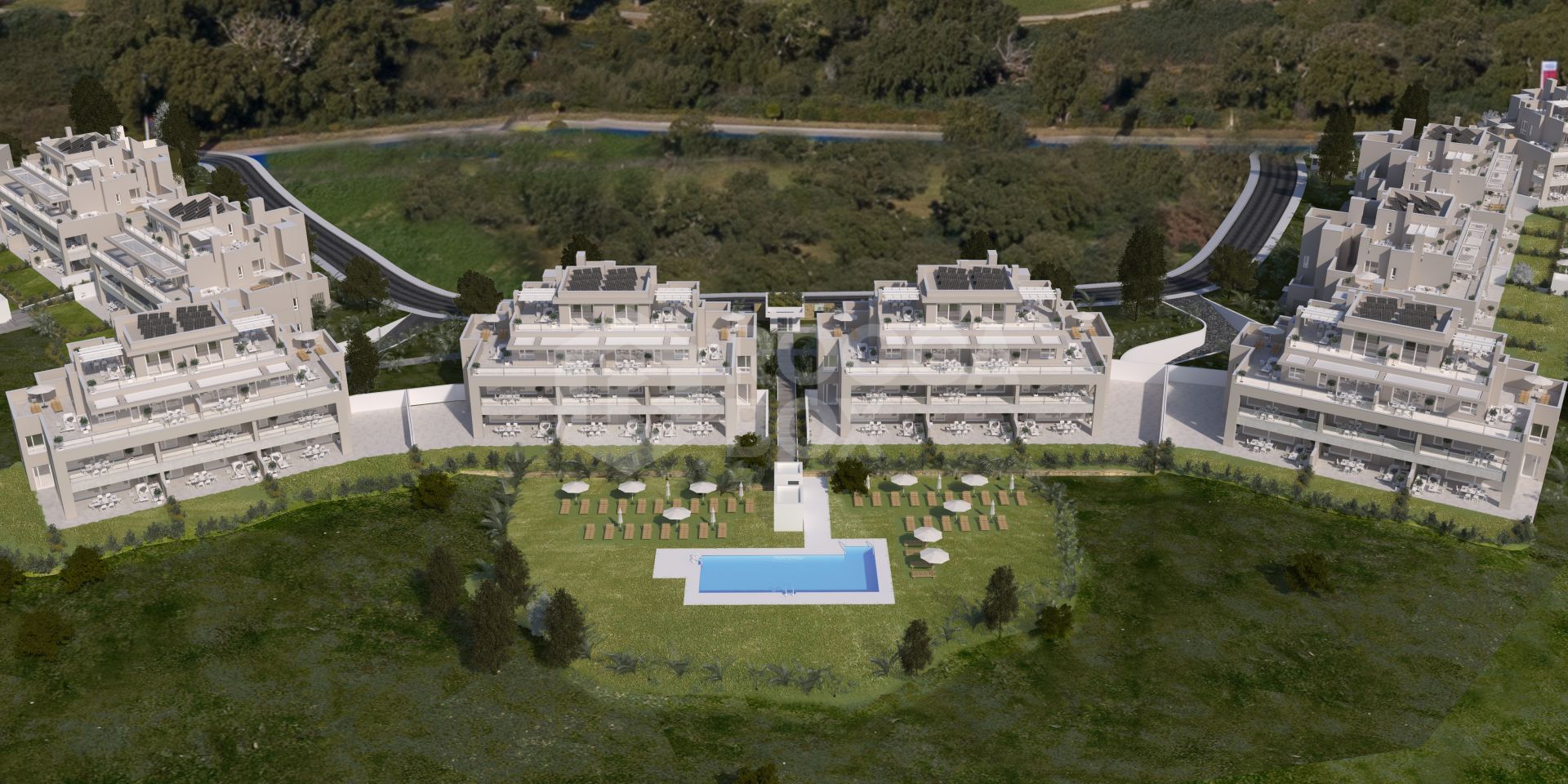 Emerald Greens, mediterranean style apartments and penthouses frontline golf in San Roque Club.