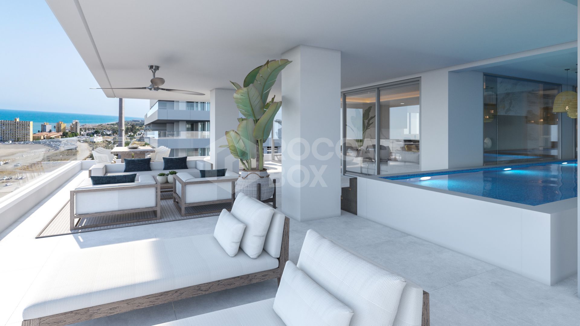 SPECTACULAR 4-BEDROOM LUXURY 19th FLOOR APARTMENT FRONTLINE BEACH MALAGA CITY