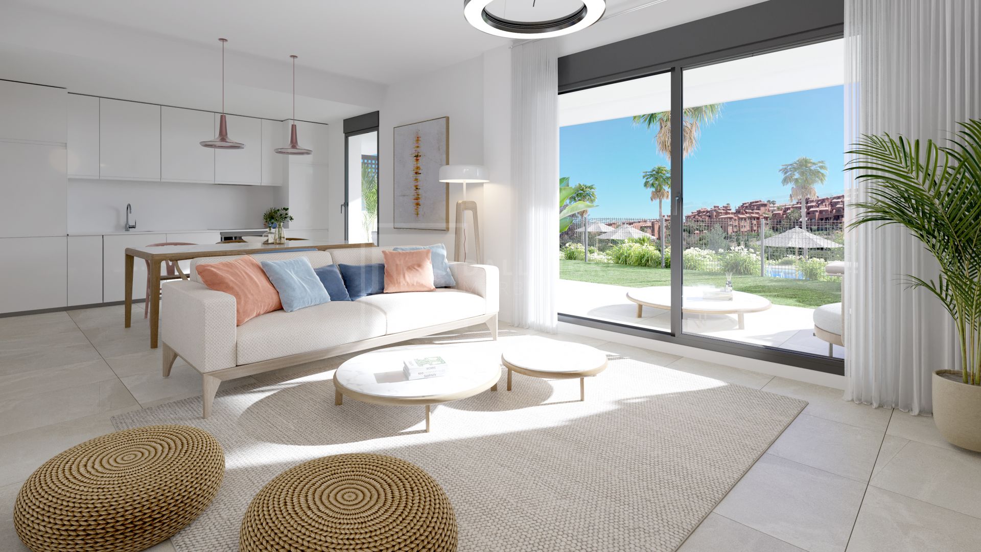 Soleada elegancia mediterránea con vistas abiertas y comodidades excepcionales