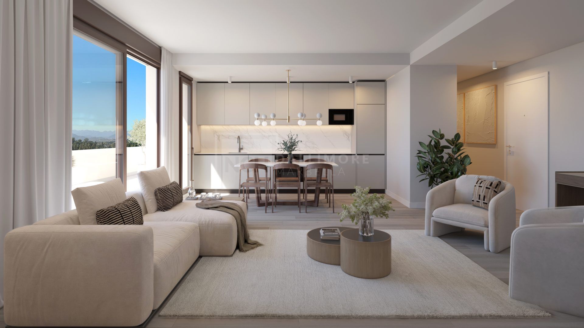 Luminoso apartamento de 2 dormitorios con vistas abiertas al mar y elegantes interiores