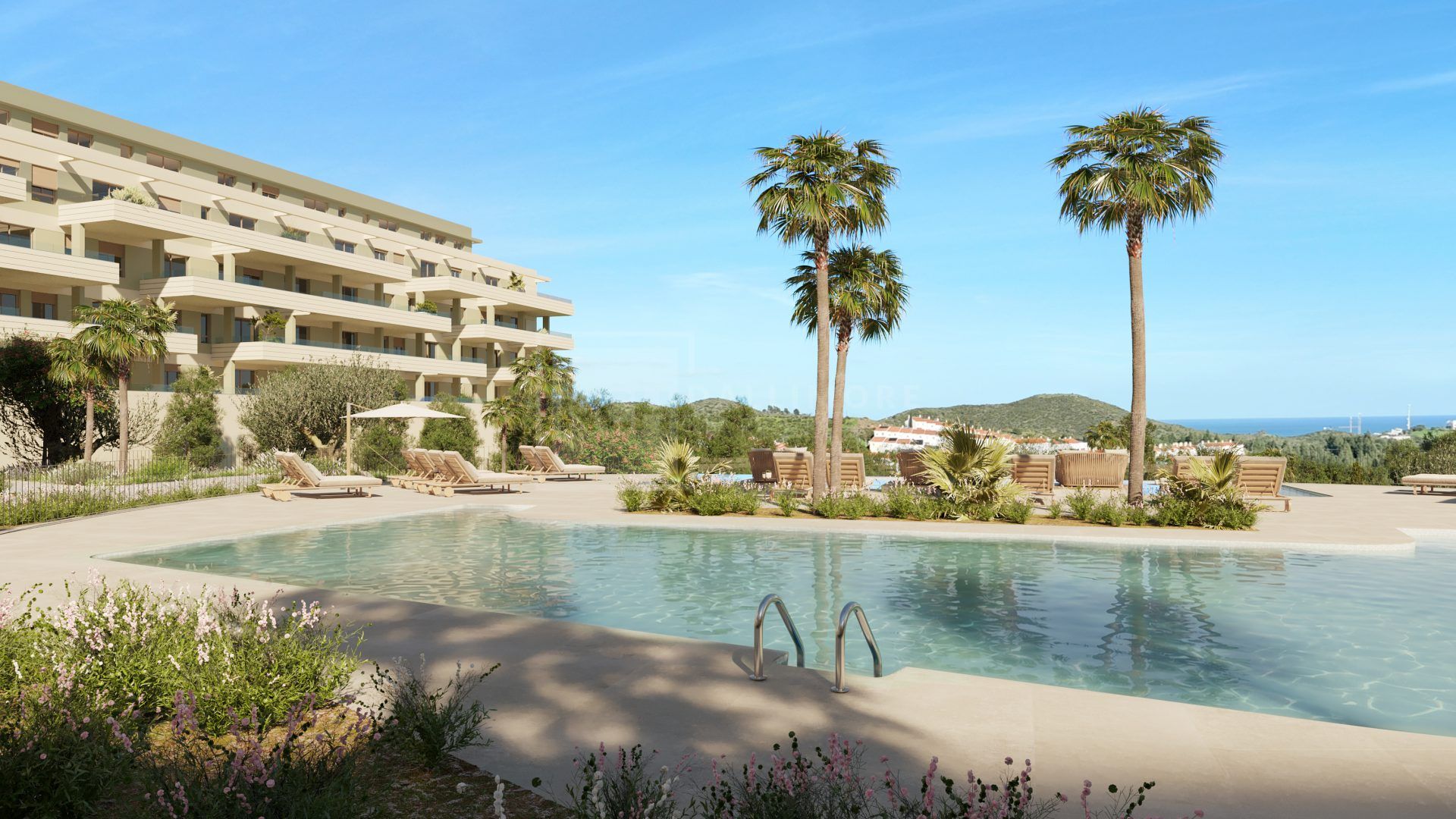 Luminoso apartamento de 2 dormitorios con vistas abiertas al mar y elegantes interiores