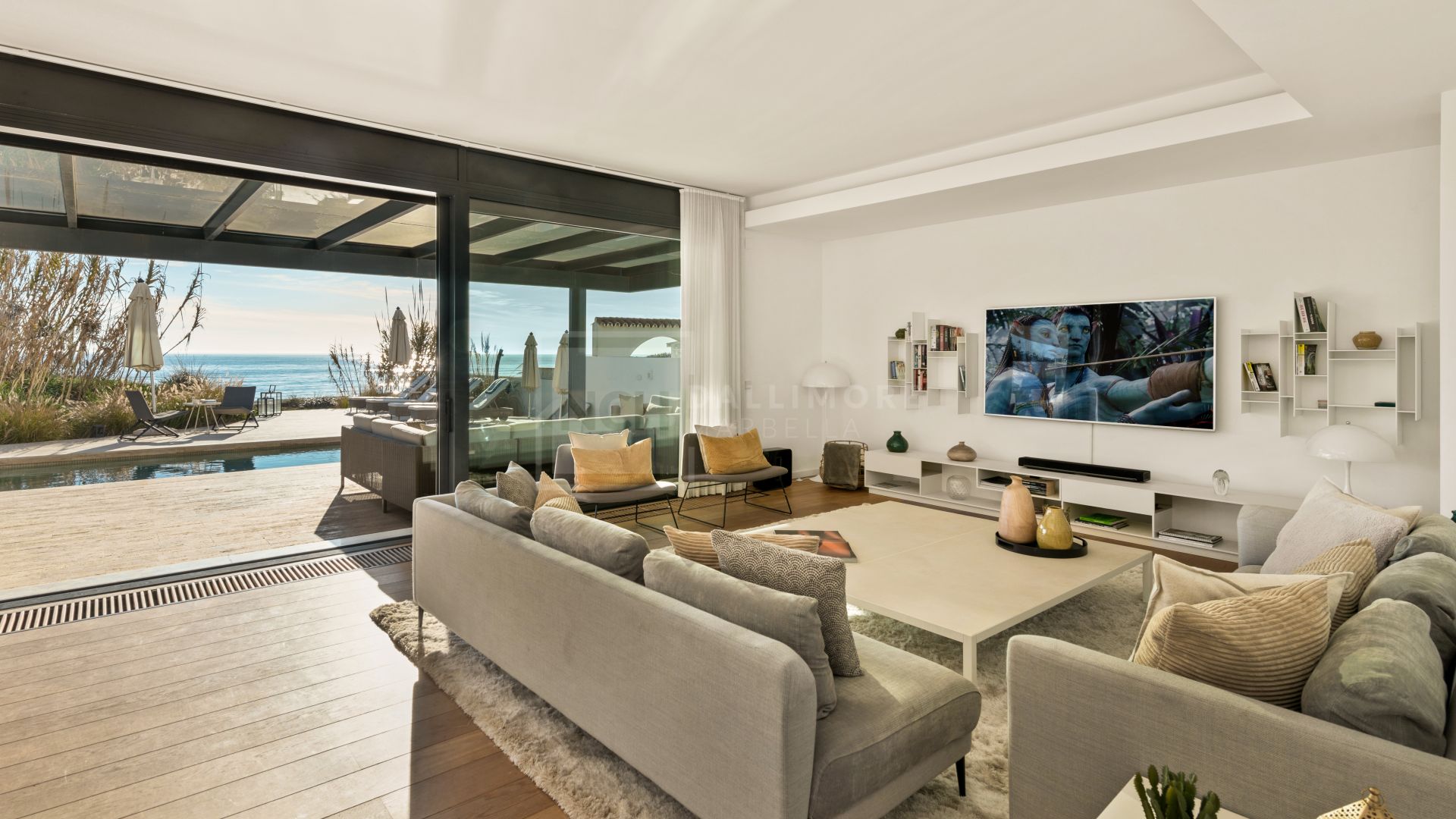 Spectacular South-East Facing Beachfront Villa with Direct Sea Access in Costabella, Marbella