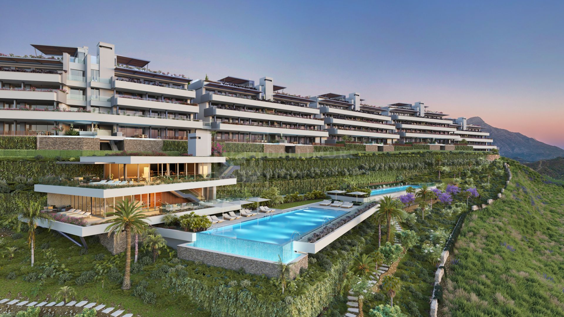 Fantastic complex of 3 and 4 bedroom apartments with panoramic sea views over the Golf Valley