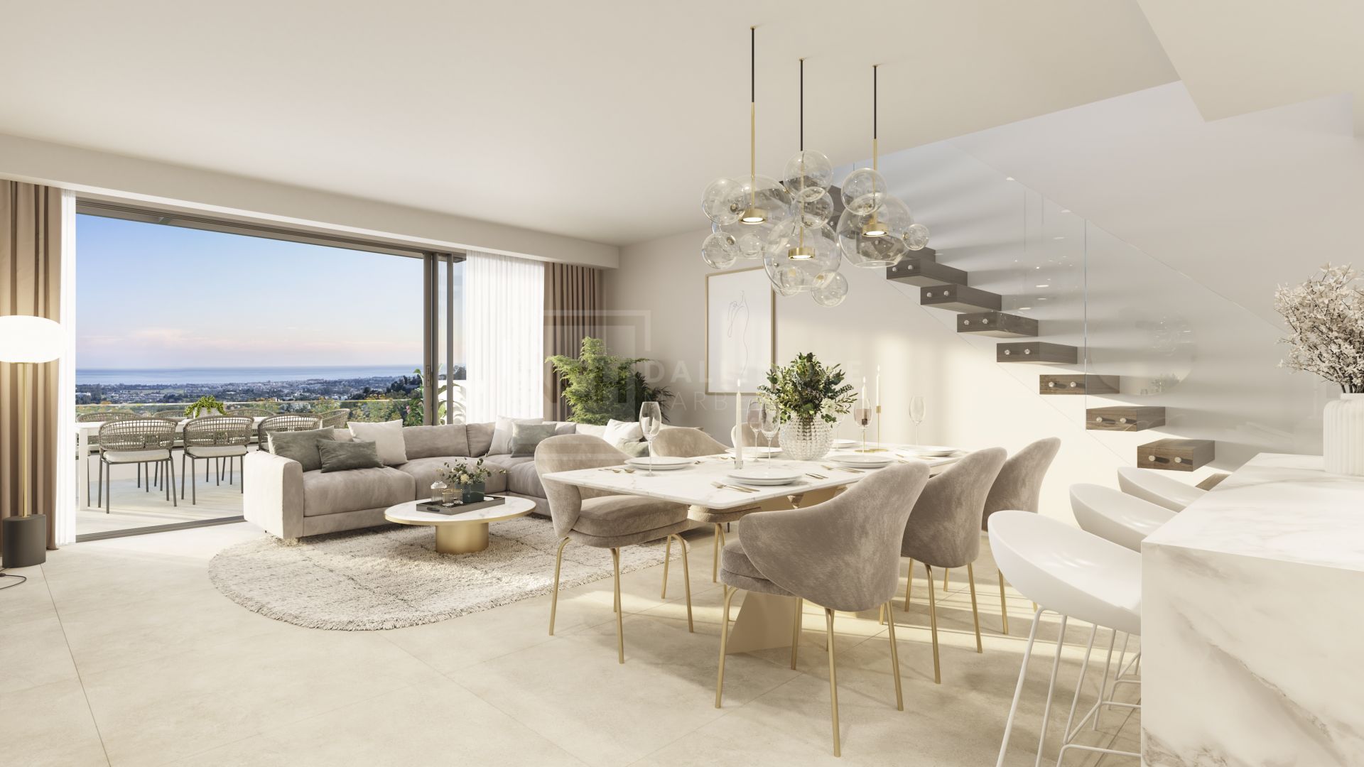 Fantastic complex of 3 and 4 bedroom apartments with panoramic sea views over the Golf Valley