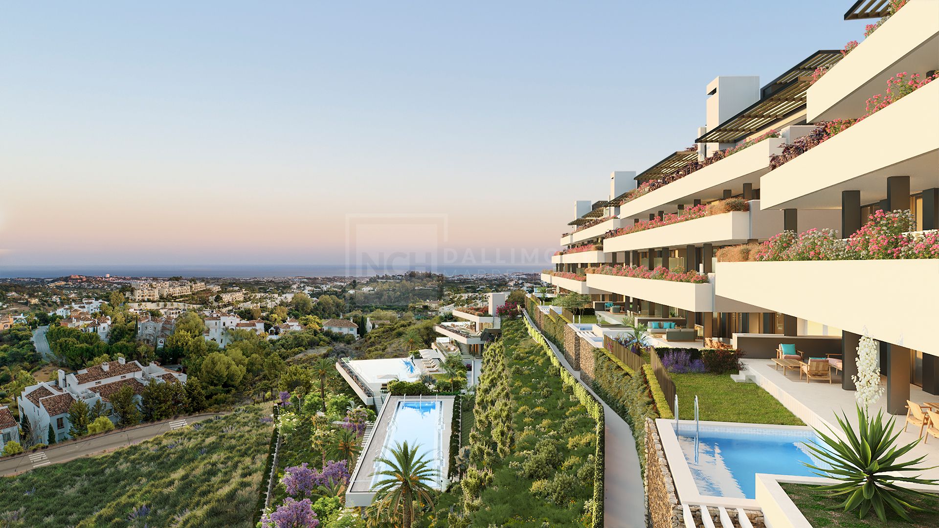 Fantastic complex of 3 and 4 bedroom apartments with panoramic sea views over the Golf Valley