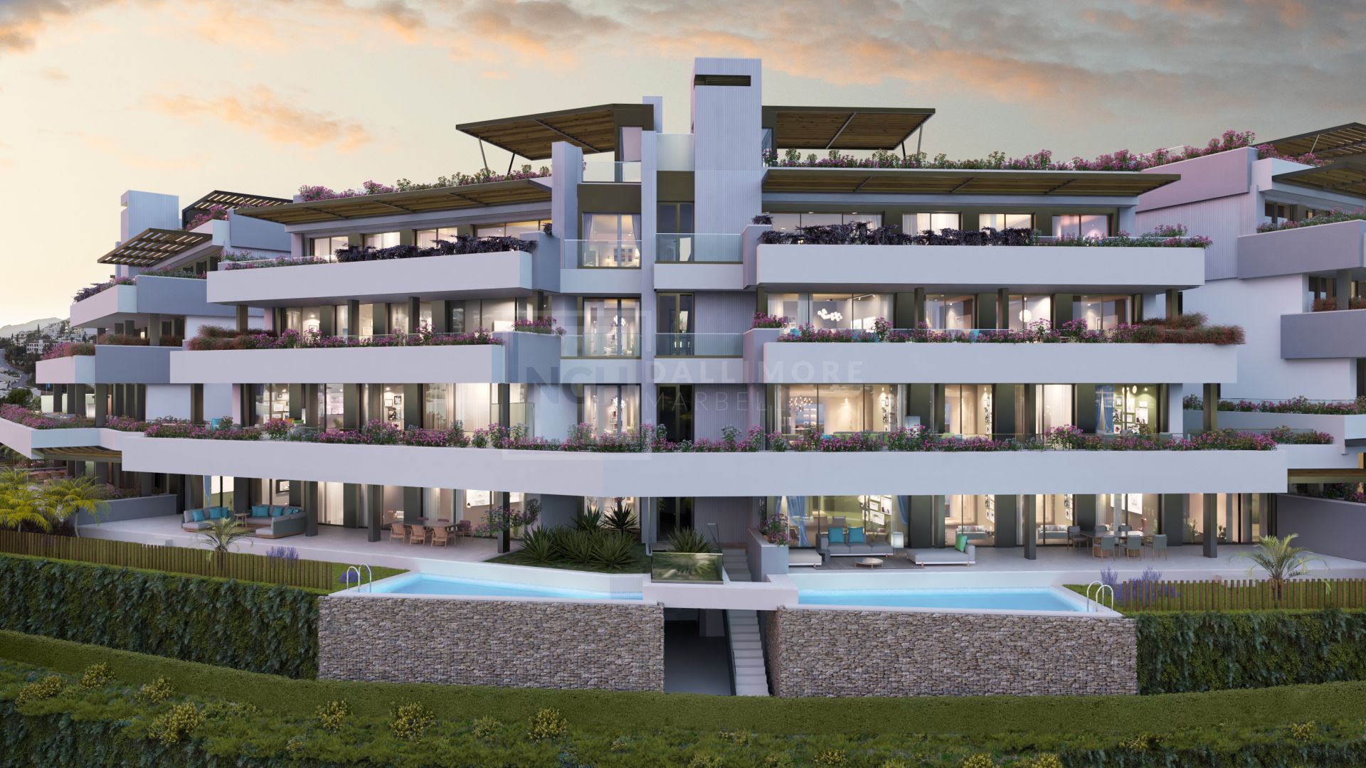 Fantastic complex of 3 and 4 bedroom apartments with panoramic sea views over the Golf Valley