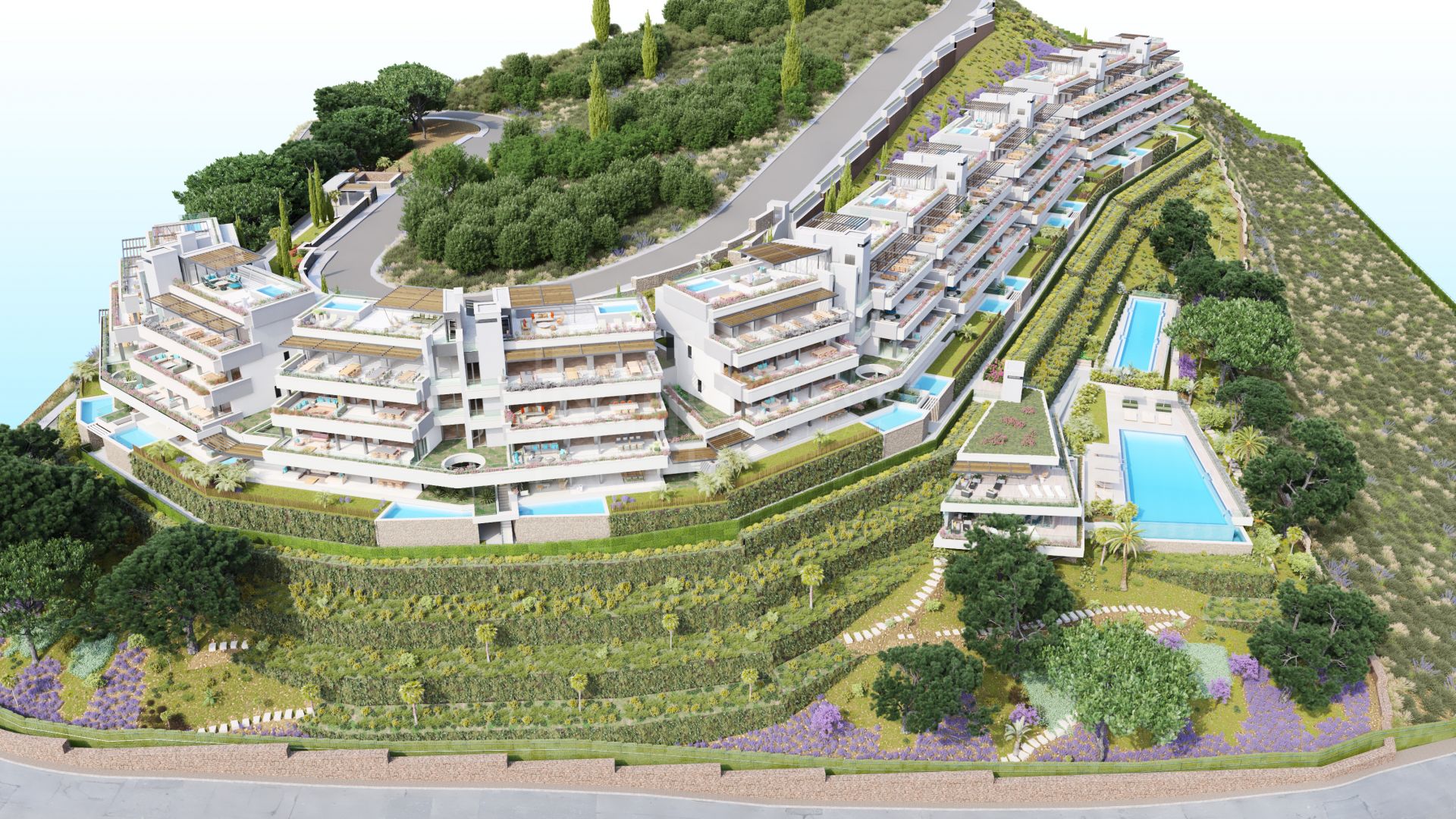Fantastic complex of 3 and 4 bedroom apartments with panoramic sea views over the Golf Valley